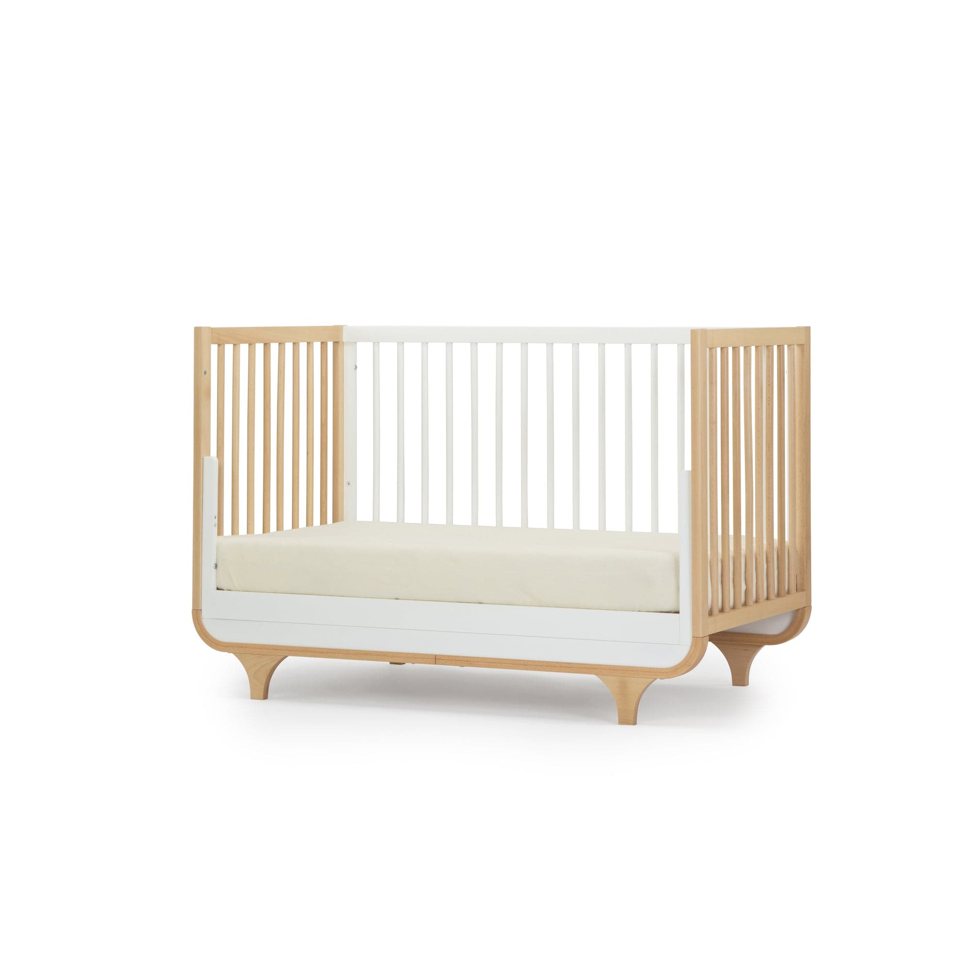 DaDaDa Jolly 3-in-1 Convertible Baby Crib - White & Natural Wood - Nursery Furniture for Newborn to Toddler - Perfect for Modern Nursery & Bedroom Decor