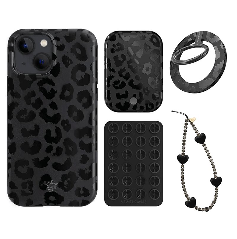 Black Leopard iPhone Case with Grip - Stylish & Secure Phone Cover for iPhone 13/14/15 Pro Max - Perfect for Work, Travel & Everyday Protection