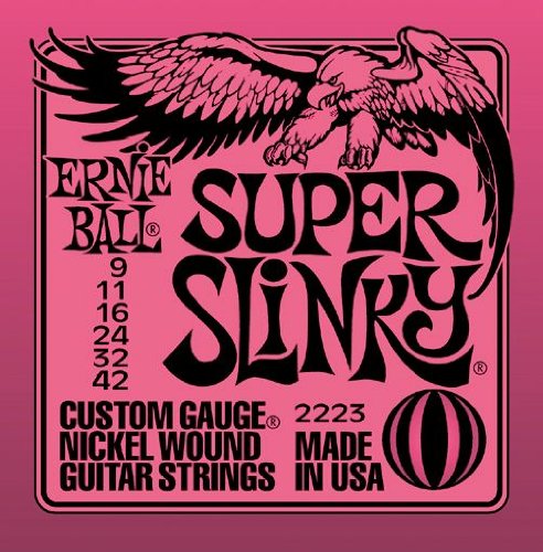 Ernie Ball 2223 Super Slinky Nickel Wound Electric Guitar Strings (9-42 Gauge) - 3 Pack with Free Picks - Perfect for Rock, Blues & Metal Players