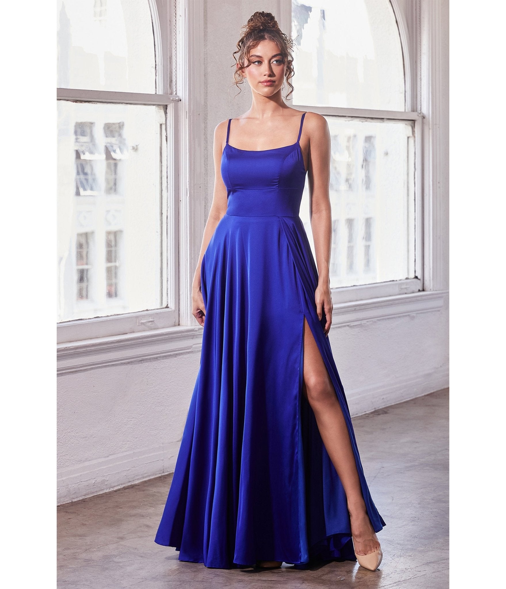 Ladivine by Cinderella Divine Royal Blue Satin A-Line Bridesmaid Dress - Elegant Formal Gown for Weddings, Prom & Special Occasions