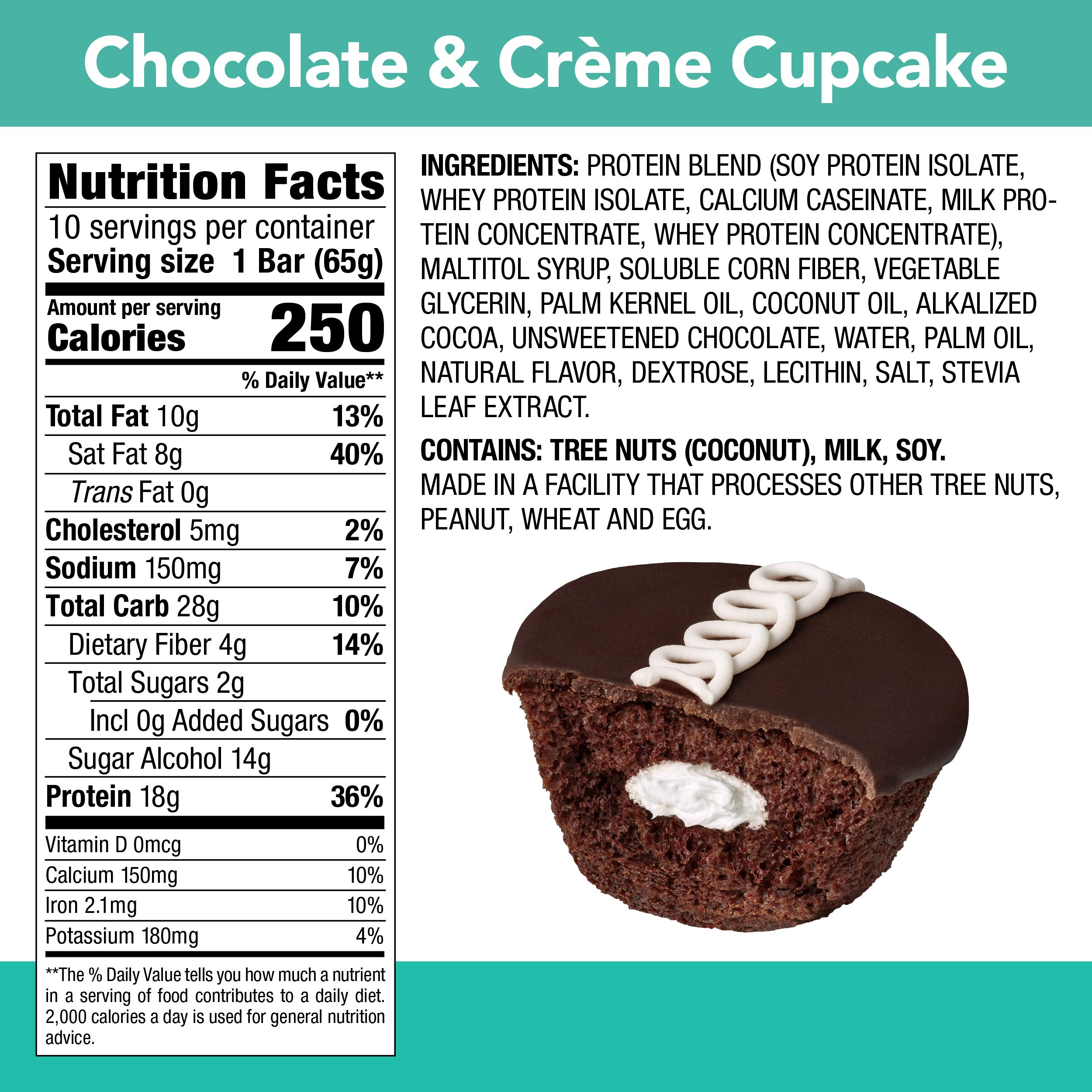 Think! Protein Bars - High Protein Snacks, Gluten Free, Low Sugar Energy Bar with Whey Protein Isolate | Chocolate & Crème Cupcake Flavor | No Artificial Sweeteners | 2.1 Oz (10 Count) | Perfect for Workout Recovery, Office Snacks & Healthy On-the-Go Nutrition