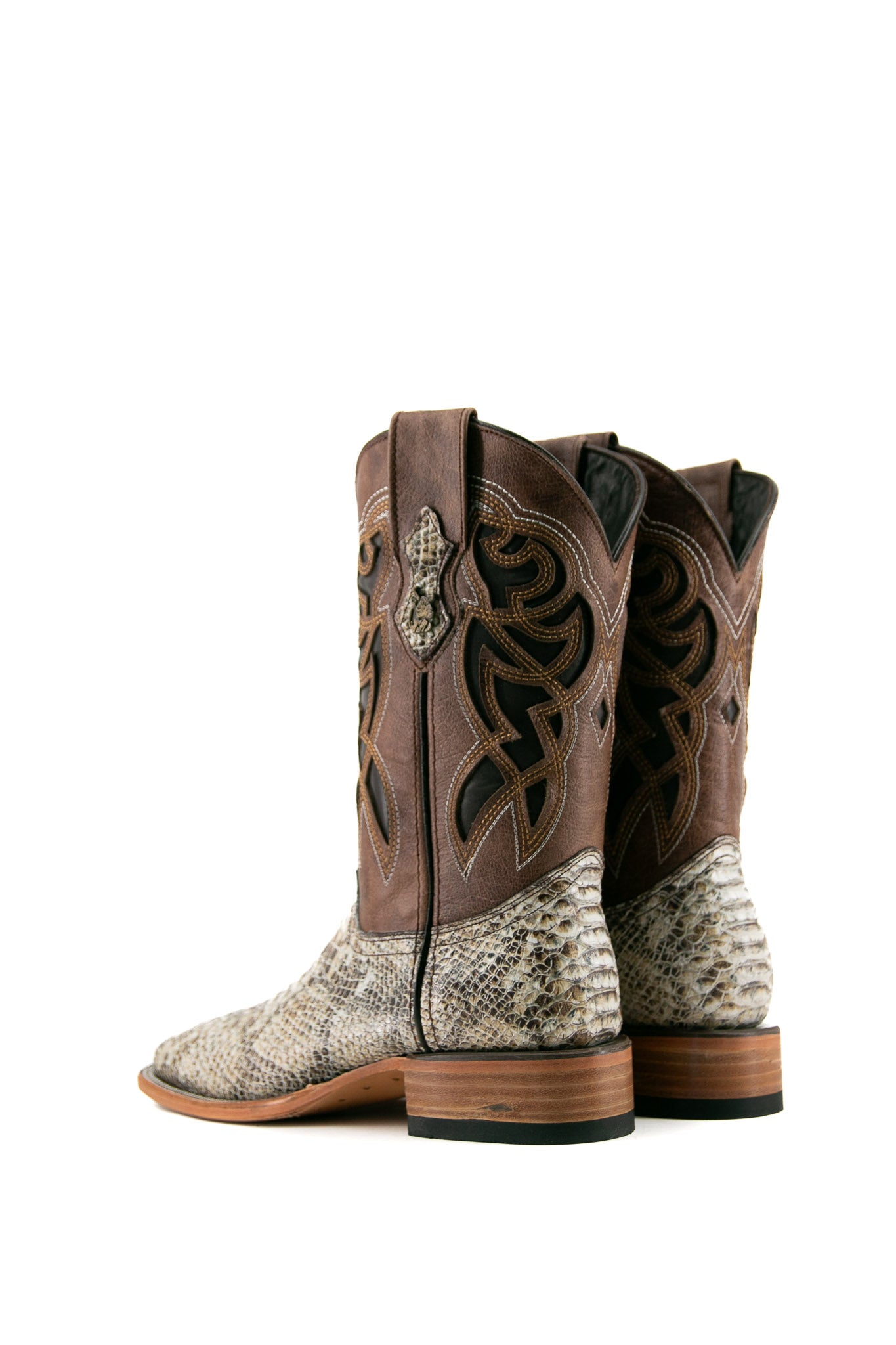 Premium Python Square Toe Cowboy Boots for Men - Western Style Leather Boots with Exotic Snake Skin - Perfect for Rodeo, Country Music Festivals & Western Fashion