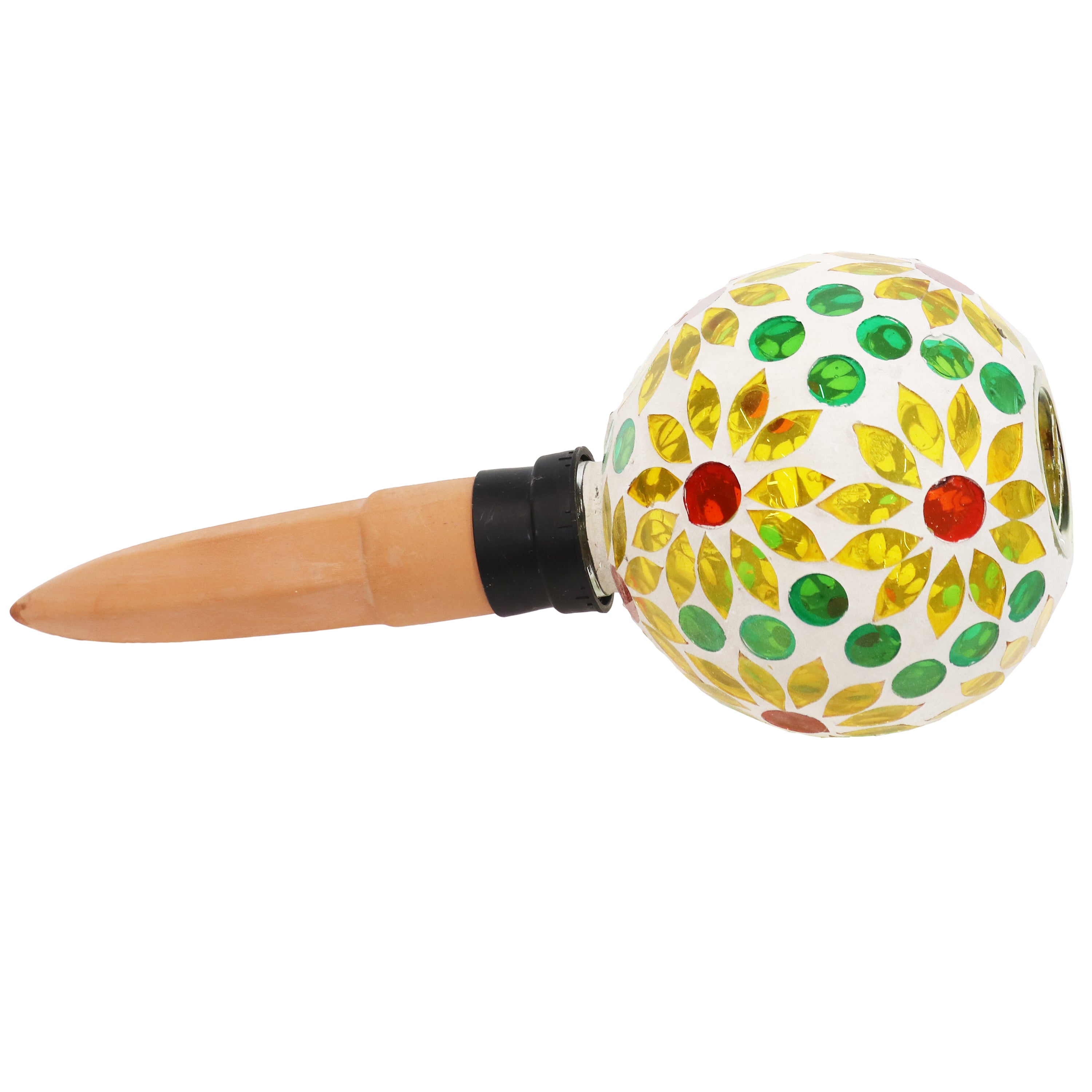Sunnydaze Decorative Mosaic Glass Plant Watering Globe with Clay Spike - Self-Watering System for Indoor & Outdoor Potted Plants, Flowers, Herbs - Perfect for Vacation Care & Home Garden Decor