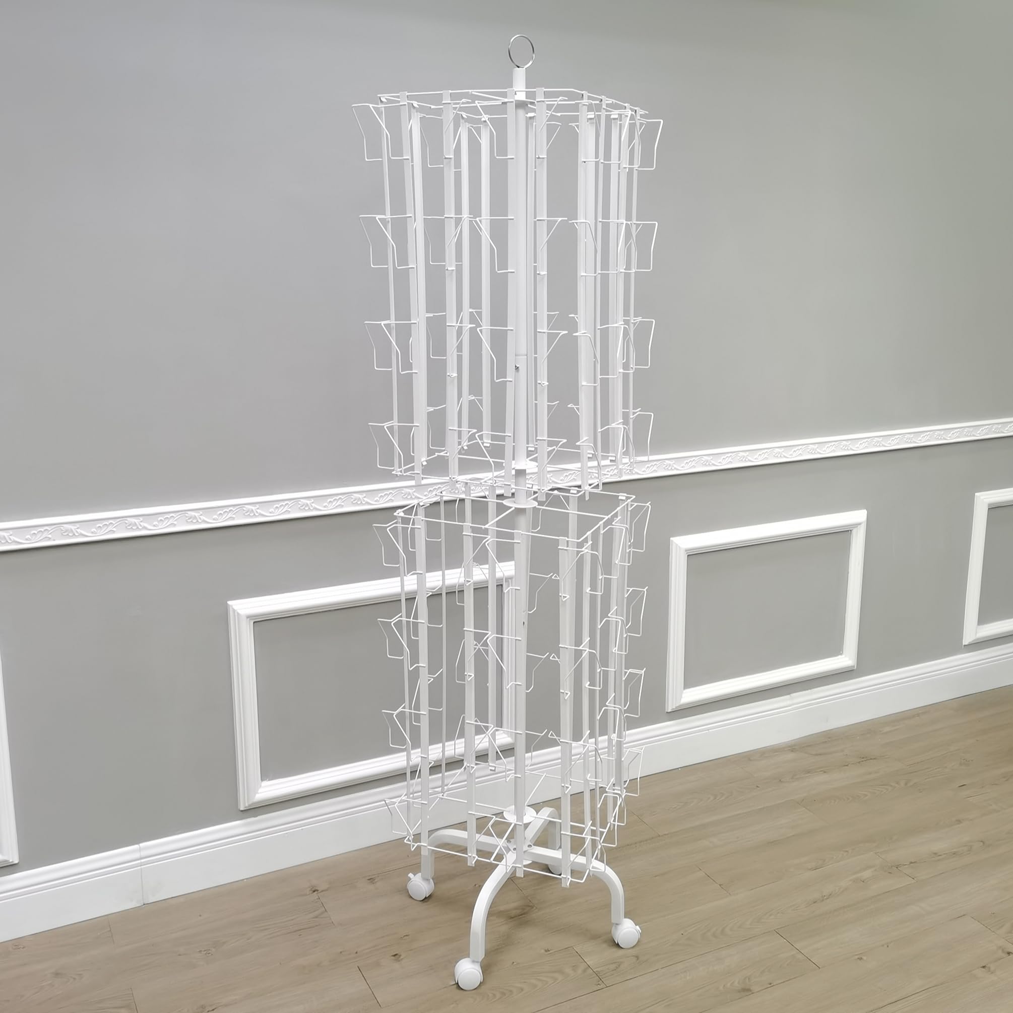 64-Pocket Adjustable Spinning Display Rack for Greeting Cards - 5x7, 7x5 Sizes up to 9.3