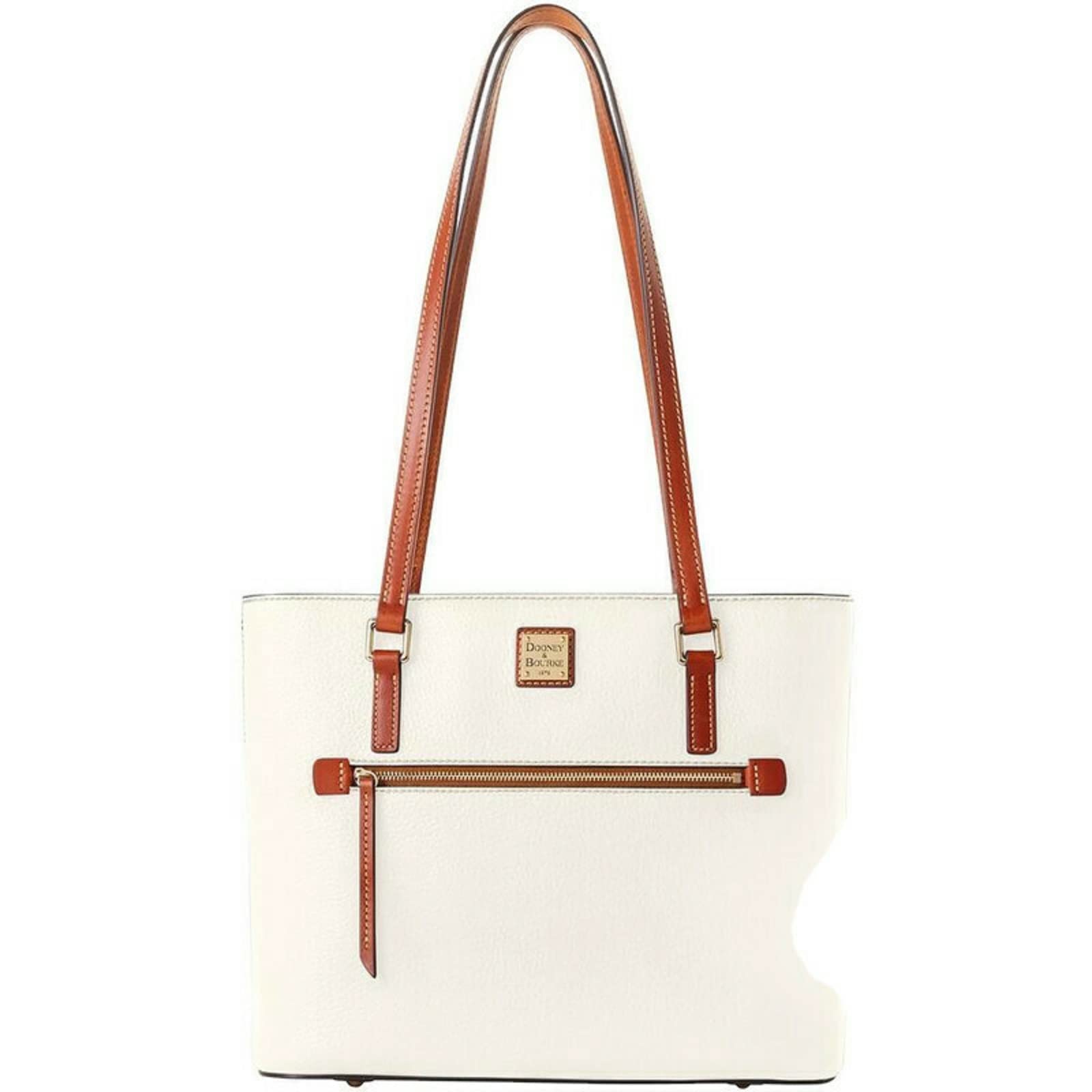 Dooney & Bourke Pebble Grain Large Shopper Tote Bag for Women - Premium Leather Handbag with Spacious Interior, Durable & Stylish (White) - Perfect for Work, Travel & Everyday Use