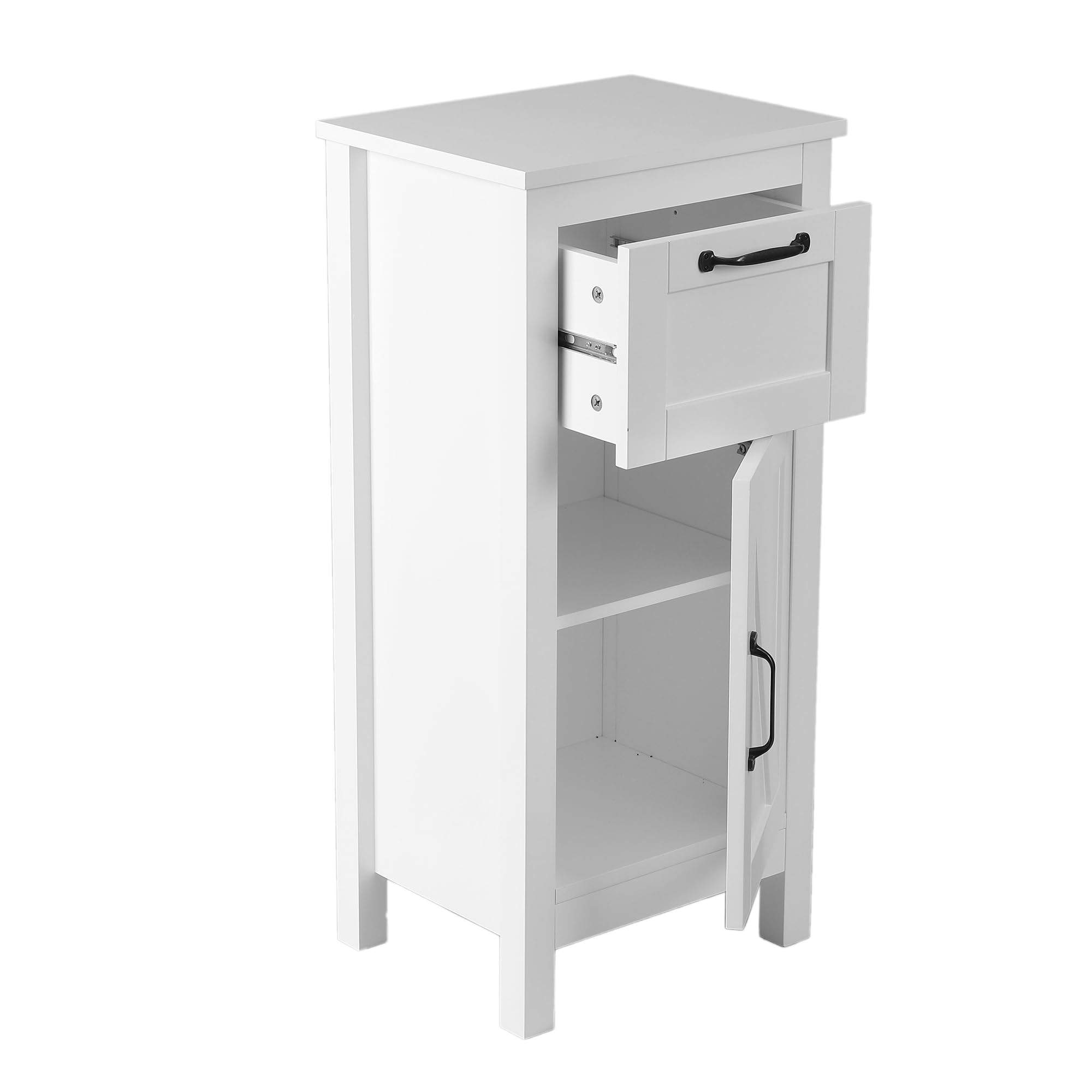 LuxenHome White MDF Wood Bathroom Storage Cabinet with 1 Door - Space Saving Organizer for Towels, Toiletries & Cleaning Supplies in Small Bathrooms