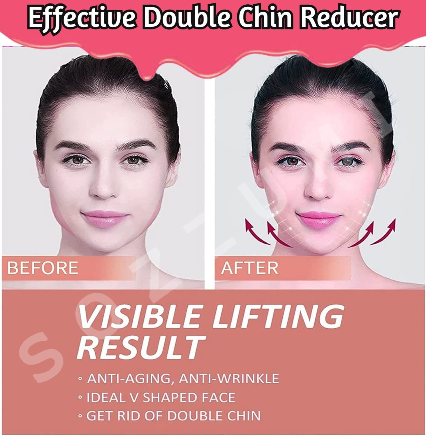 Sozzumi Face Slimming Mask - Double Chin Reducer & V Shape Lifting Belt for Women - Jawline Contouring & Chin Lift - Skin Tightening & Firming (Pink) | Perfect for Home Spa, Self-Care & Instant Facial Sculpting