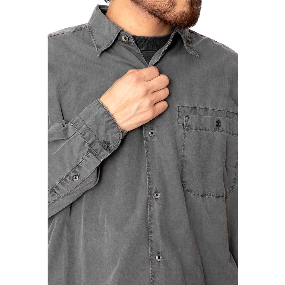 HOBO ARTISAN Long Sleeve Cotton Shirt - Charcoal Broadcloth Dyed for Men | Casual Wear, Outdoor Activities & Work Office Attire