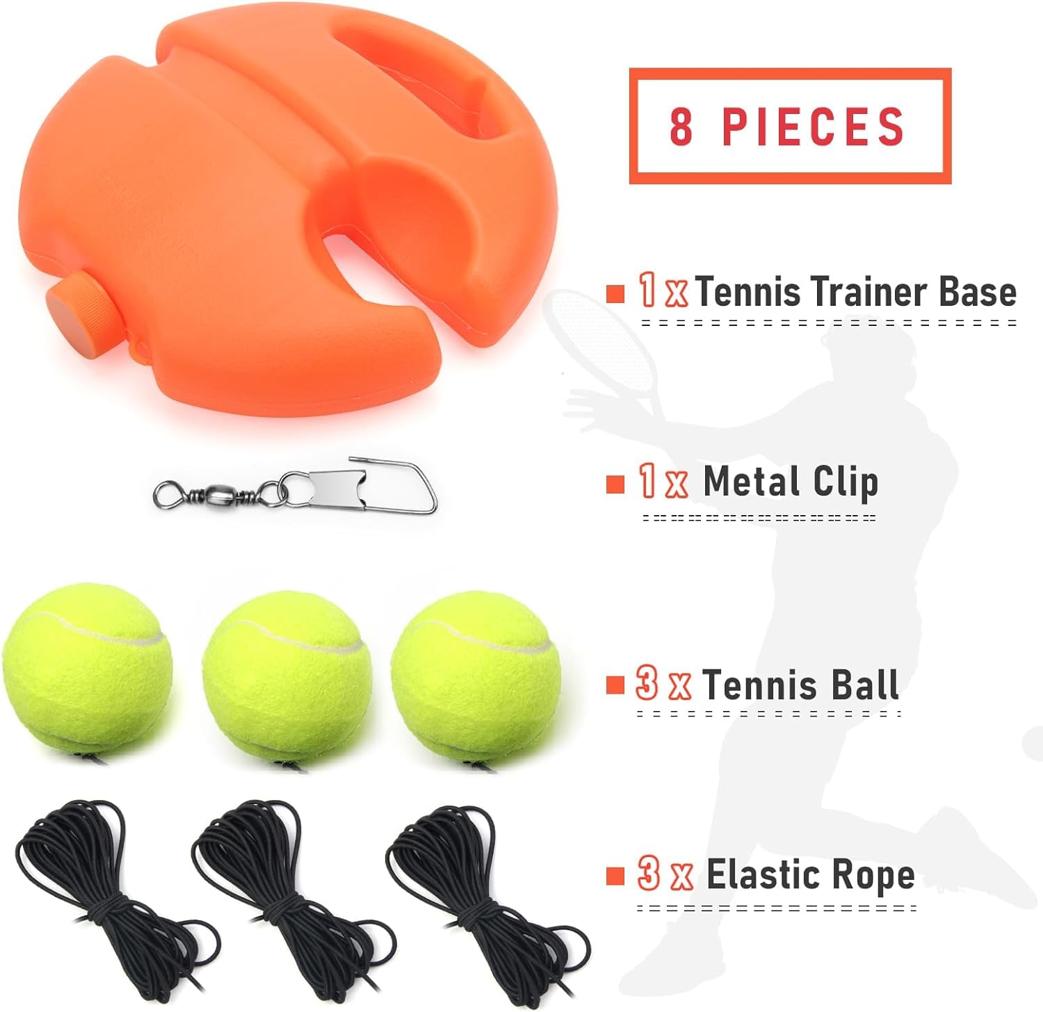 Solo Tennis Trainer Rebound Ball with String - Portable Tennis Practice Equipment for Self-Training | Includes 3 Tennis Balls & Elastic Cord | Perfect for Beginners & Adults | Indoor & Outdoor Use