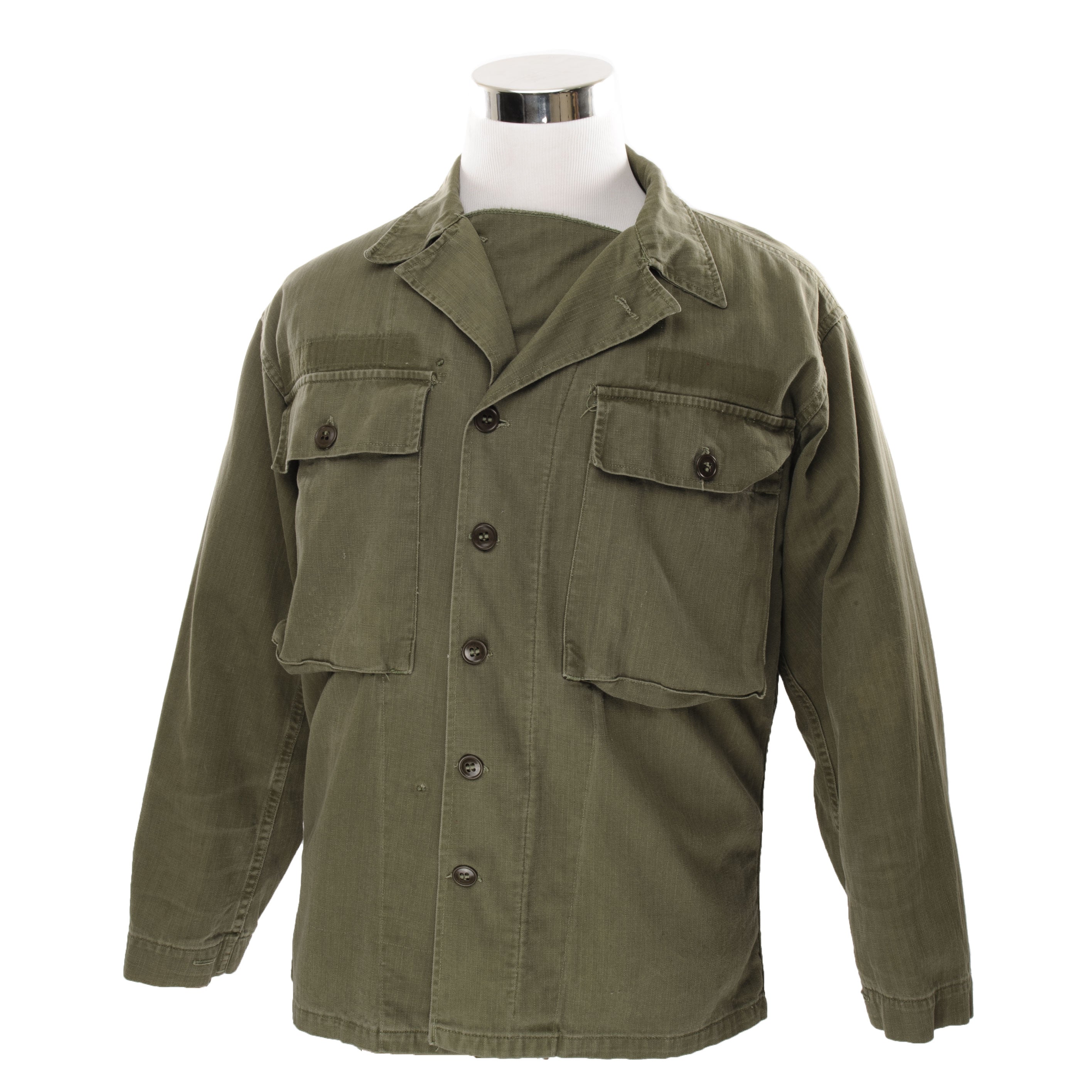 Vintage US Army Fatigue Shirt - HBT Herringbone Twill - 1950s Early Vietnam Era - Size 38R - Military Collectible & Outdoor Adventure Gear