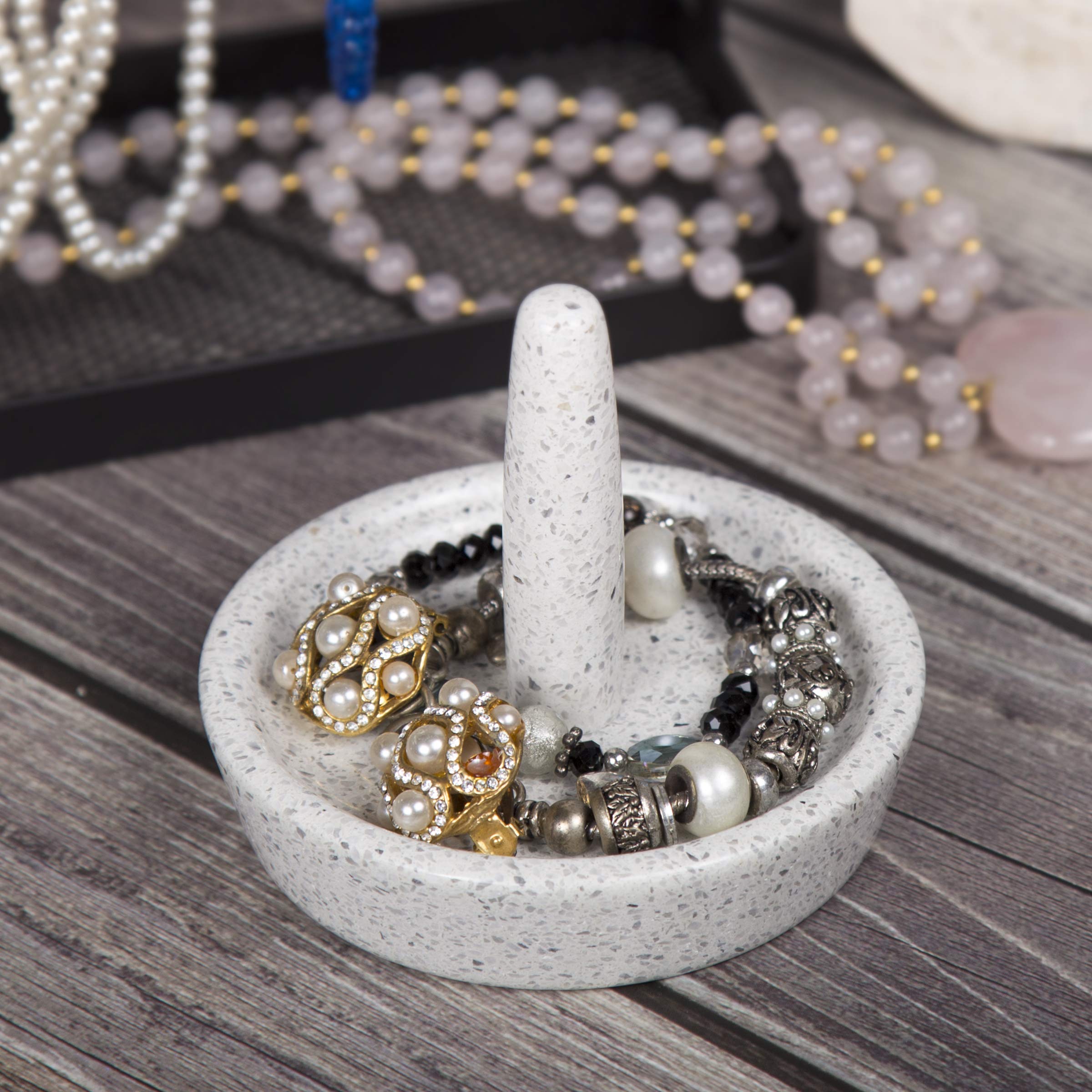 Natural Terrazzo Stone Ring Holder & Jewelry Organizer - 4