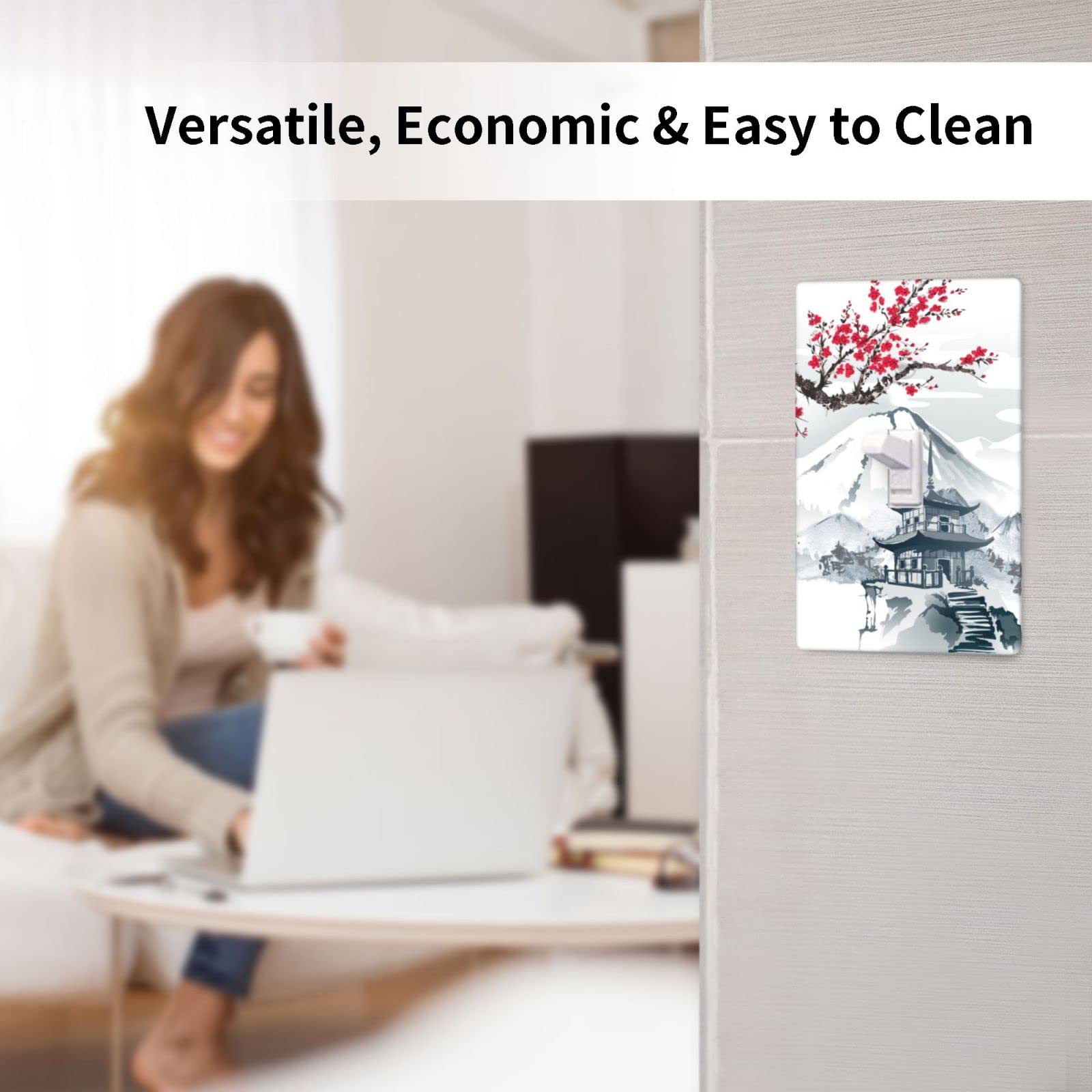 Japanese Cherry Blossoms Mountain Tower Single Gang Toggle Light Switch Wall Plate Cover - Decorative Wall Plate for Kitchen, Bedroom, Bathroom - Home Decor & Electrical Accessories