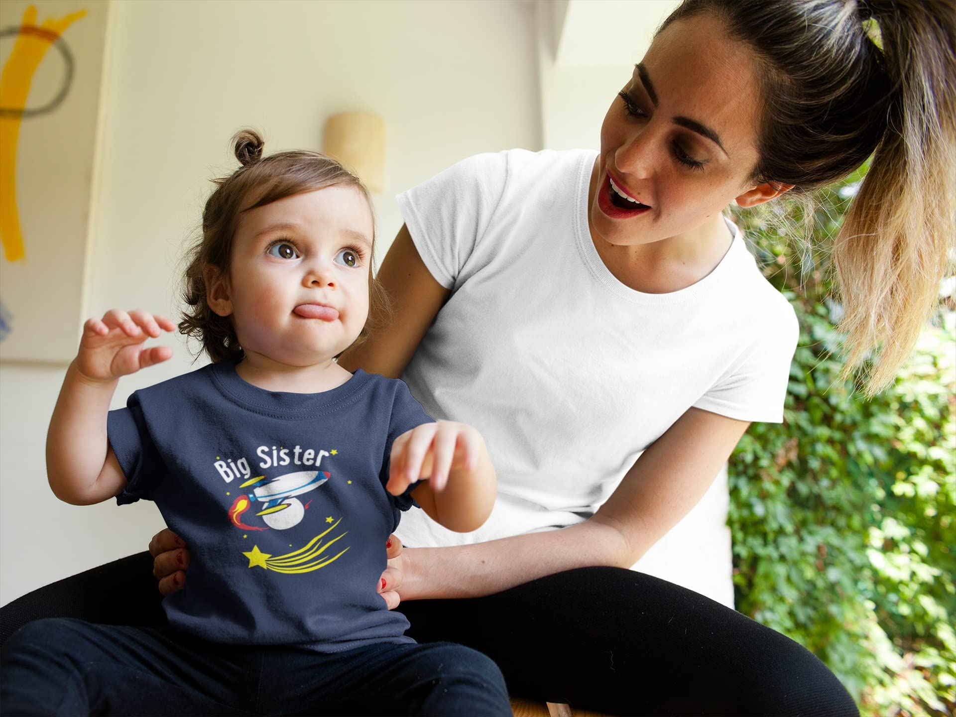 Big Sister Outer Space Rocket Toddler T-Shirt - Cute Astronaut Themed Shirt for Toddler Girls - Perfect for Sibling Matching, Birthday Gifts & Space-Themed Parties