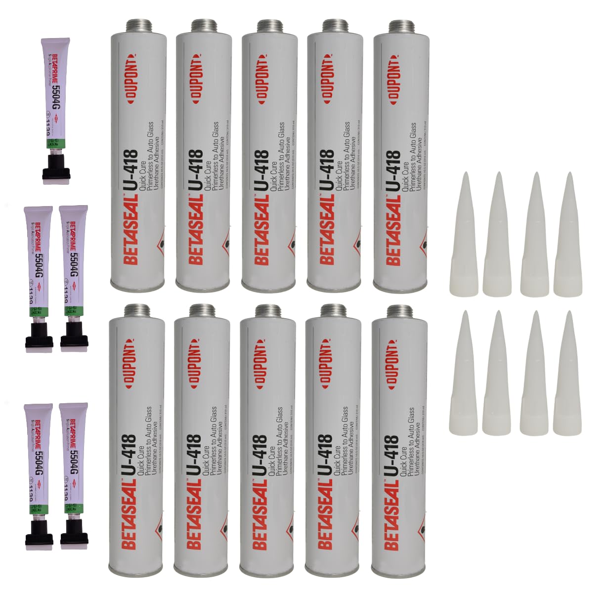 U-418 Dow Auto Glass Primerless Urethane Adhesive with Single Application Primer (10 Pack) - Windshield Repair & Replacement, Car Glass Bonding for Professional Automotive Use