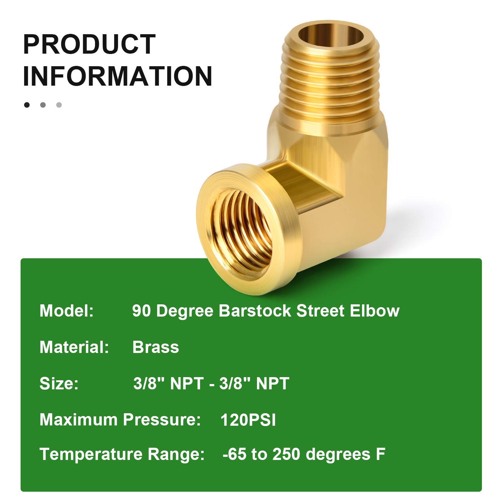 TAISHER 2PCS 90 Degree Barstock Street Elbow, 1/2 Inch NPT Male to Female Brass Pipe Fitting - Heavy Duty Plumbing Connector for Water, Gas & Oil Lines in Industrial & Home Applications