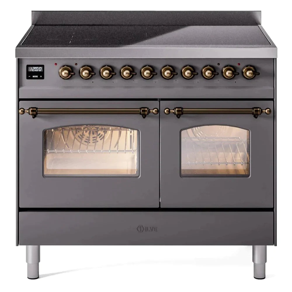 ILVE 40 Nostalgie II Series Freestanding Electric Double Oven Range - 6 Burners, Triple Glass Cool Door, Convection Oven, TFT Display & Child Lock | Perfect for Home Kitchens & Professional Chefs (Model UPDI406NMP)