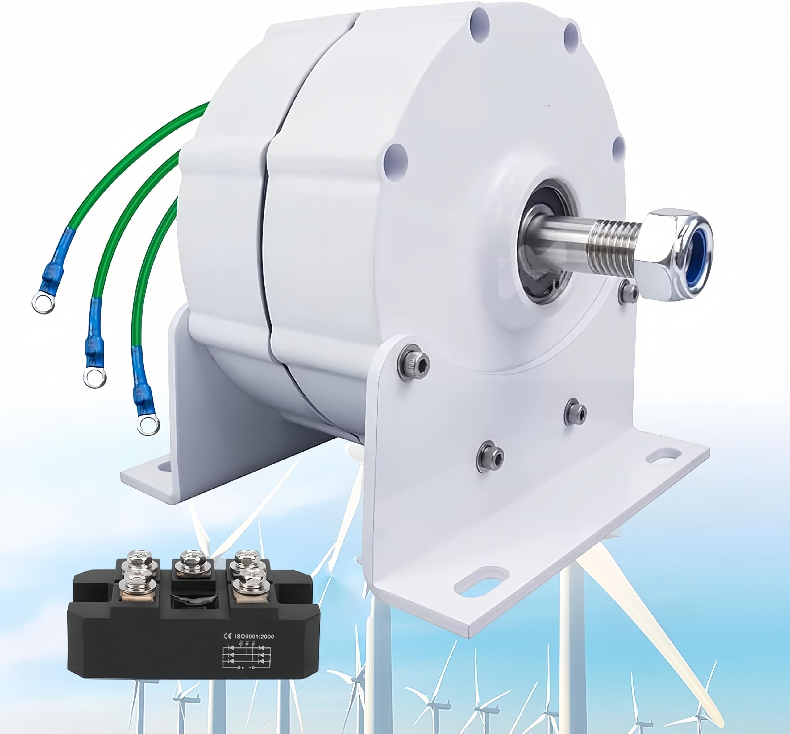 12V 12000W Low RPM Permanent Magnet Generator - 3 Phase Gearless PMAC Alternator for Wind & Water Turbines with Built-in Rectifier | Perfect for Off-Grid Power, Renewable Energy Systems, and DIY Windmill Projects