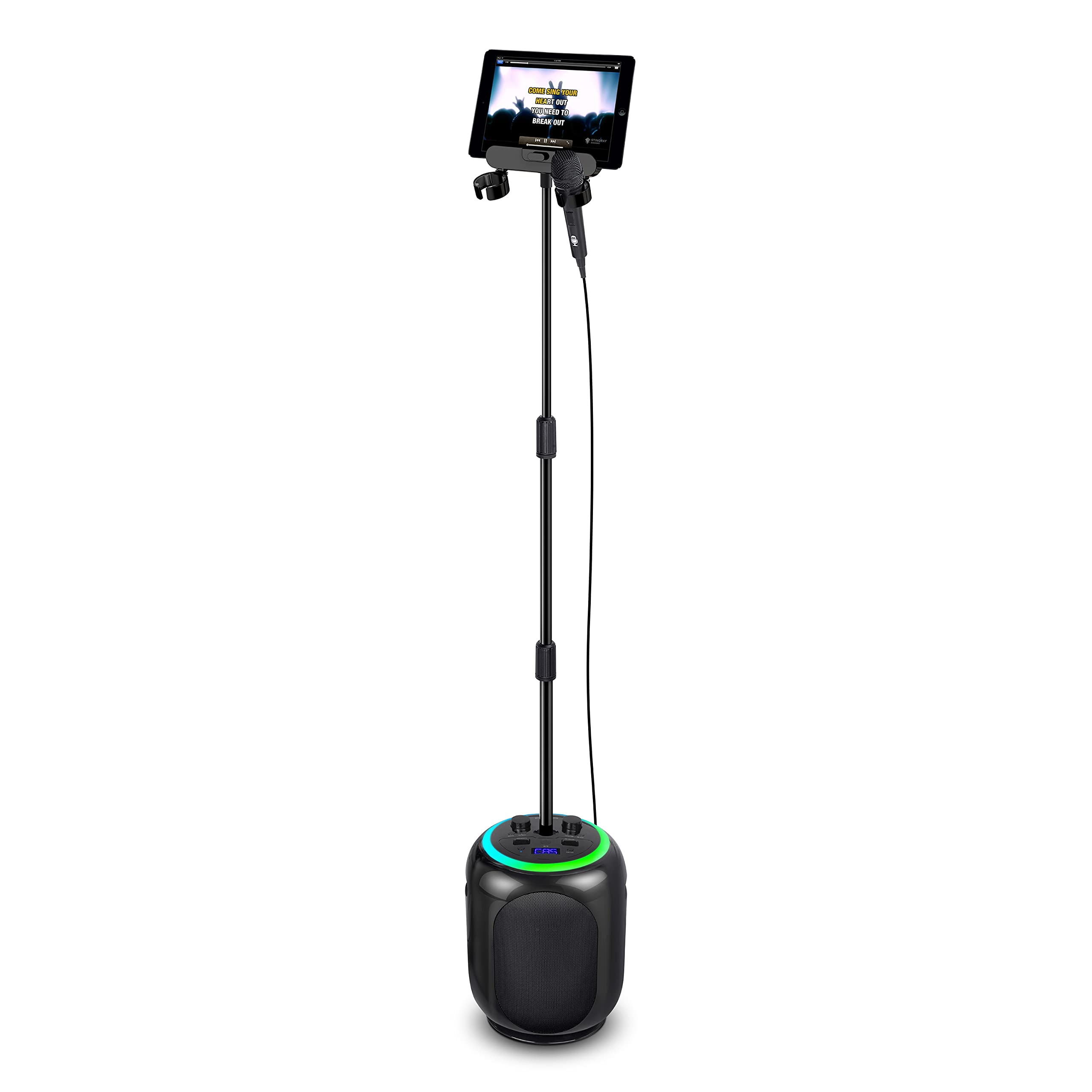 Singing Machine SingCast MAX Bluetooth Karaoke Machine with Video Casting, 35W Party Speaker, Microphone, 22 Voice Effects & Pitch Correction - Portable PA System with LED Lights & Stand for Home Parties, Family Gatherings, Kids Birthday & Entertainment Events