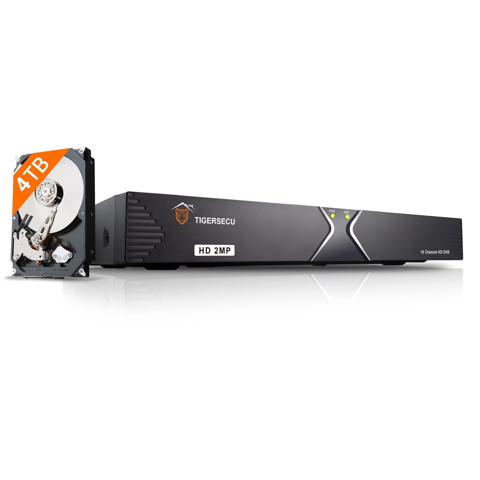 TIGERSECU 16 Channel 1080P HD Hybrid 6-in-1 CCTV DVR Security System with 4TB HDD - Supports 2MP/5MP TVI, AHD, CVI, Analog, IP & PTZ Cameras - Ideal for Home Security, Business Surveillance & 24/7 Monitoring