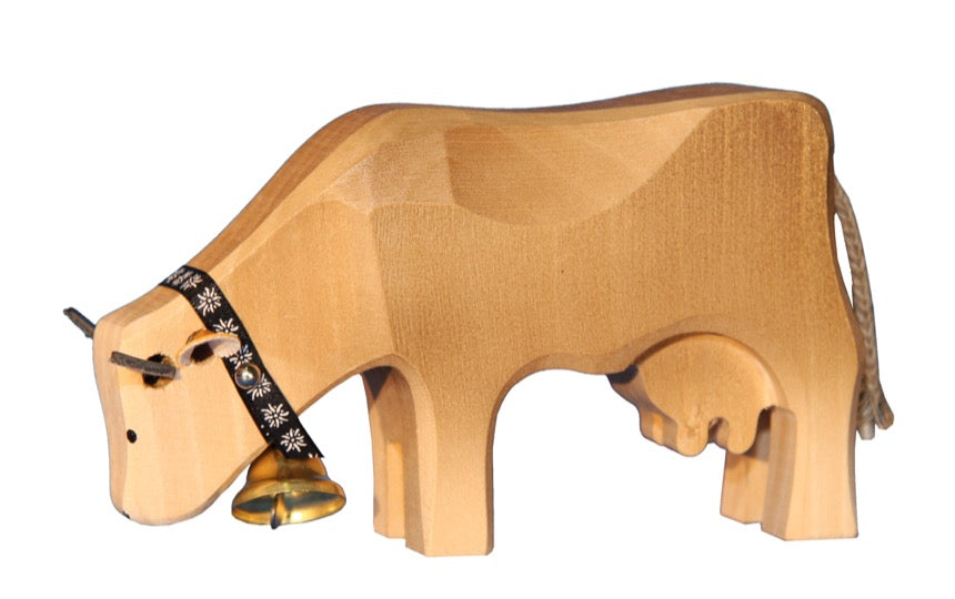 Marc Trauffer Traditional Swiss Cow Figurine - Handmade Wooden Decor for Home & Office - Perfect for Farmhouse, Alpine, and Swiss-Themed Decorations