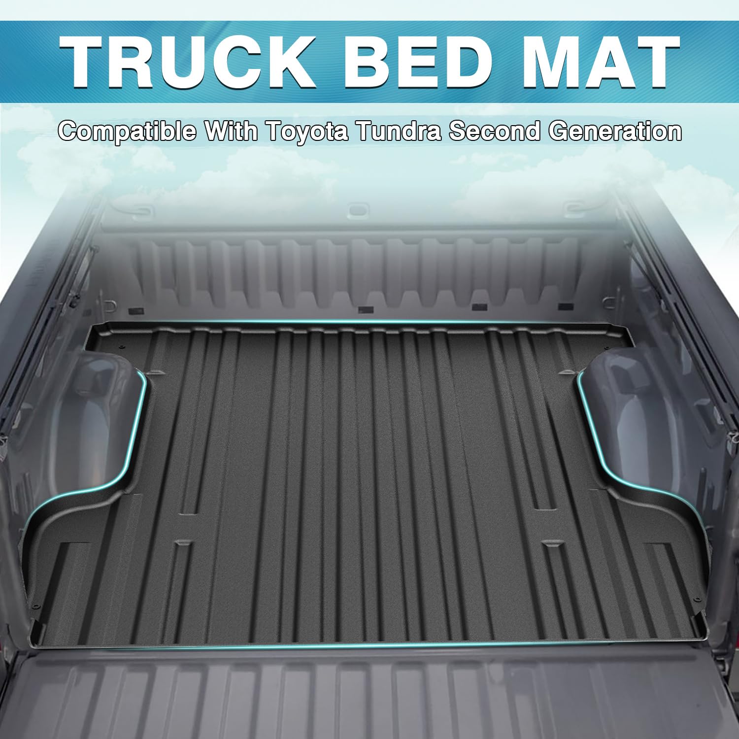 Mixsuper Heavy Duty TPE Truck Bed Mat for 2007-2021 Toyota Tundra 5.5ft Bed | All-Weather, Odorless, Non-Slip Black Bed Liner | Perfect for Hauling, Camping & Off-Road Protection