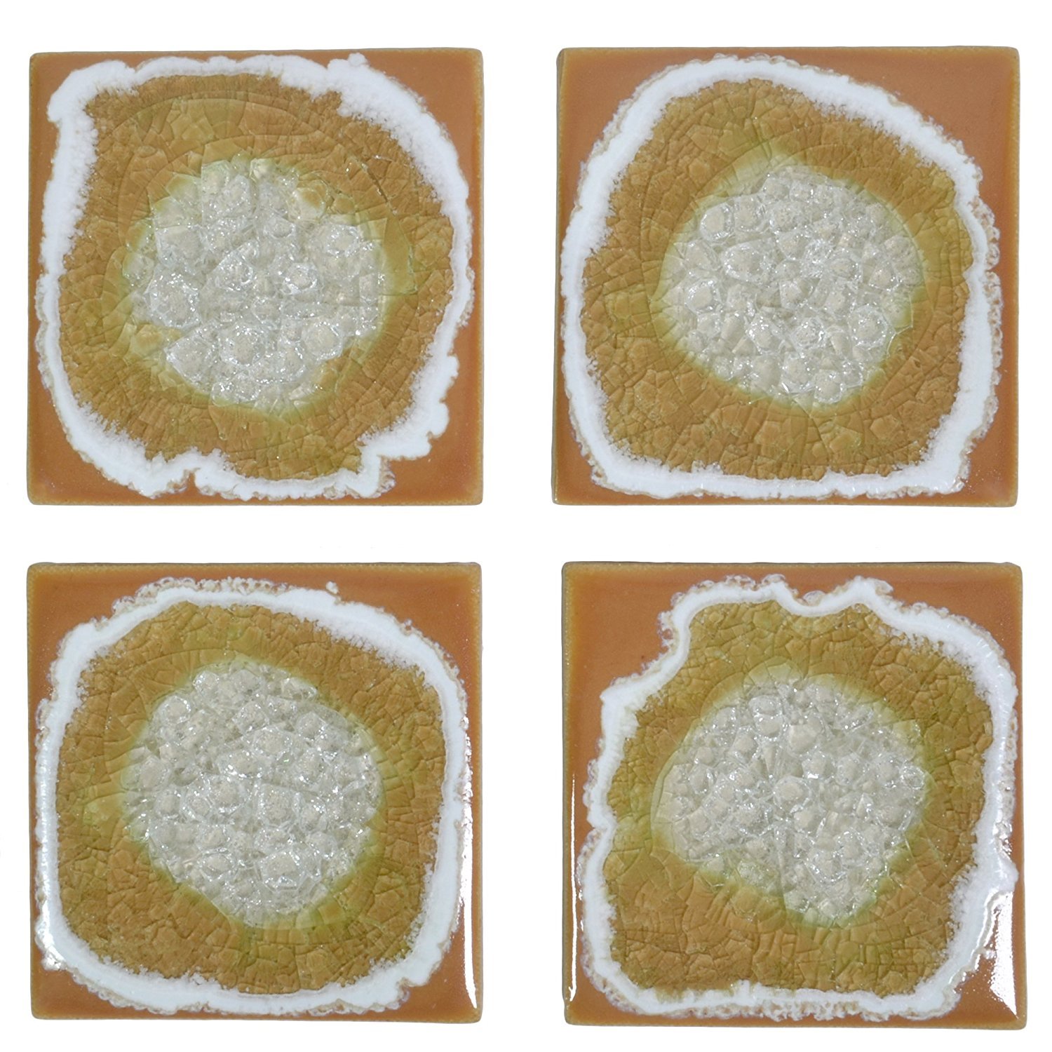 4-Pack Fused Glass Pumpkin Coasters - Elegant & Durable Drink Coasters for Home, Office, and Fall Decor