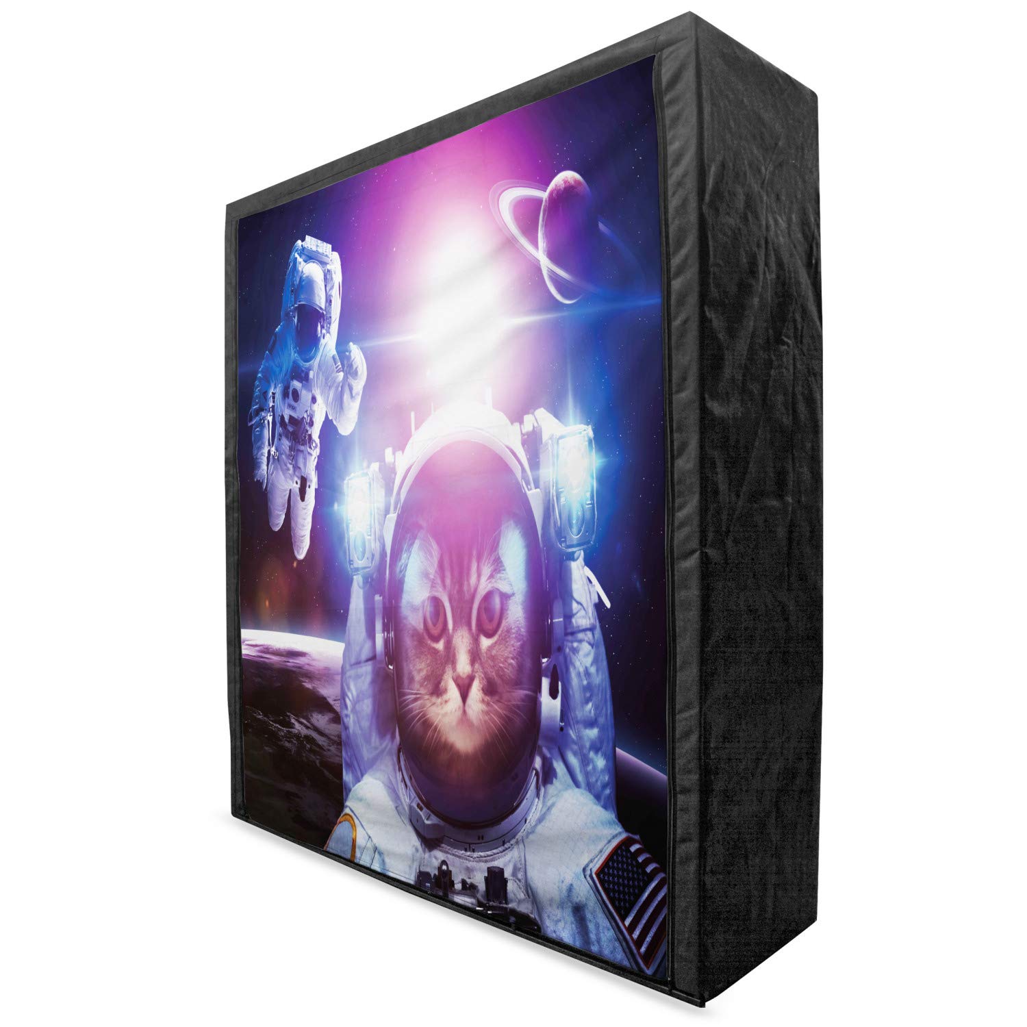 Ambesonne Space Cat Fabric Wardrobe - Galaxy Astronaut & Saturn Eclipse Design, 59