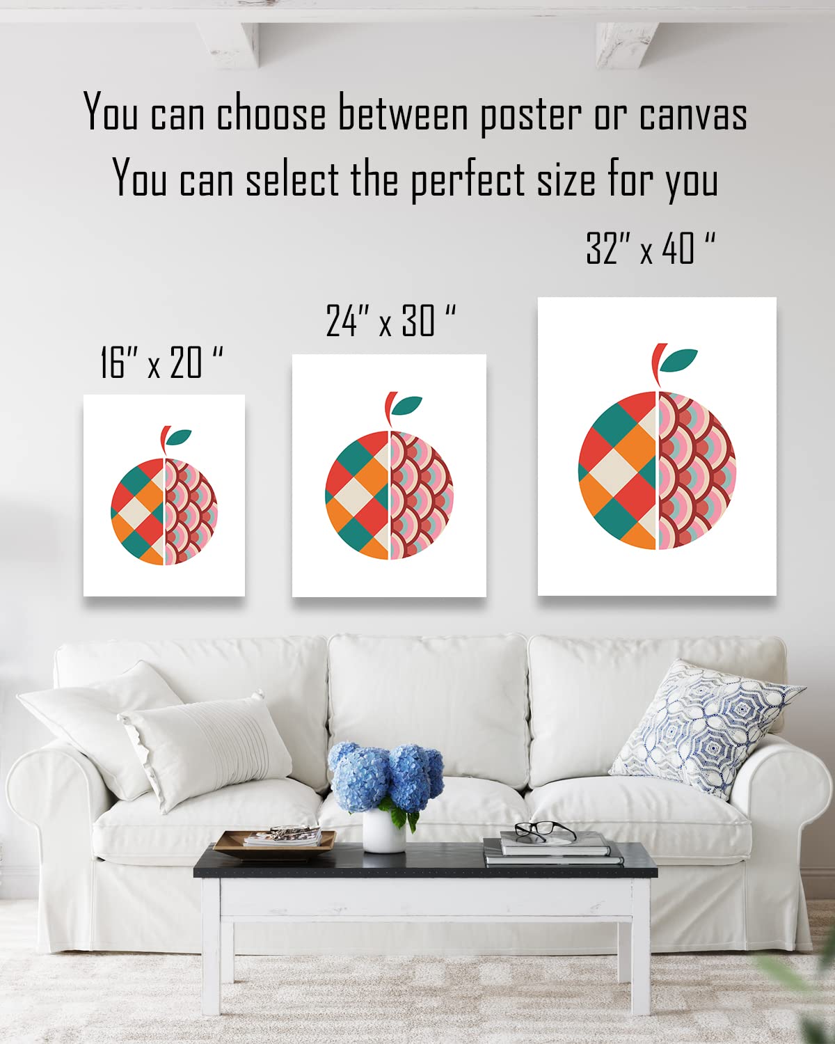 Govivo Geometric Orange Fruit Wall Art Canvas - Modern Kitchen Decor for Women, Ready to Hang 32x40 - Perfect for Food Prep Area, Dining Room & Chef Gifts