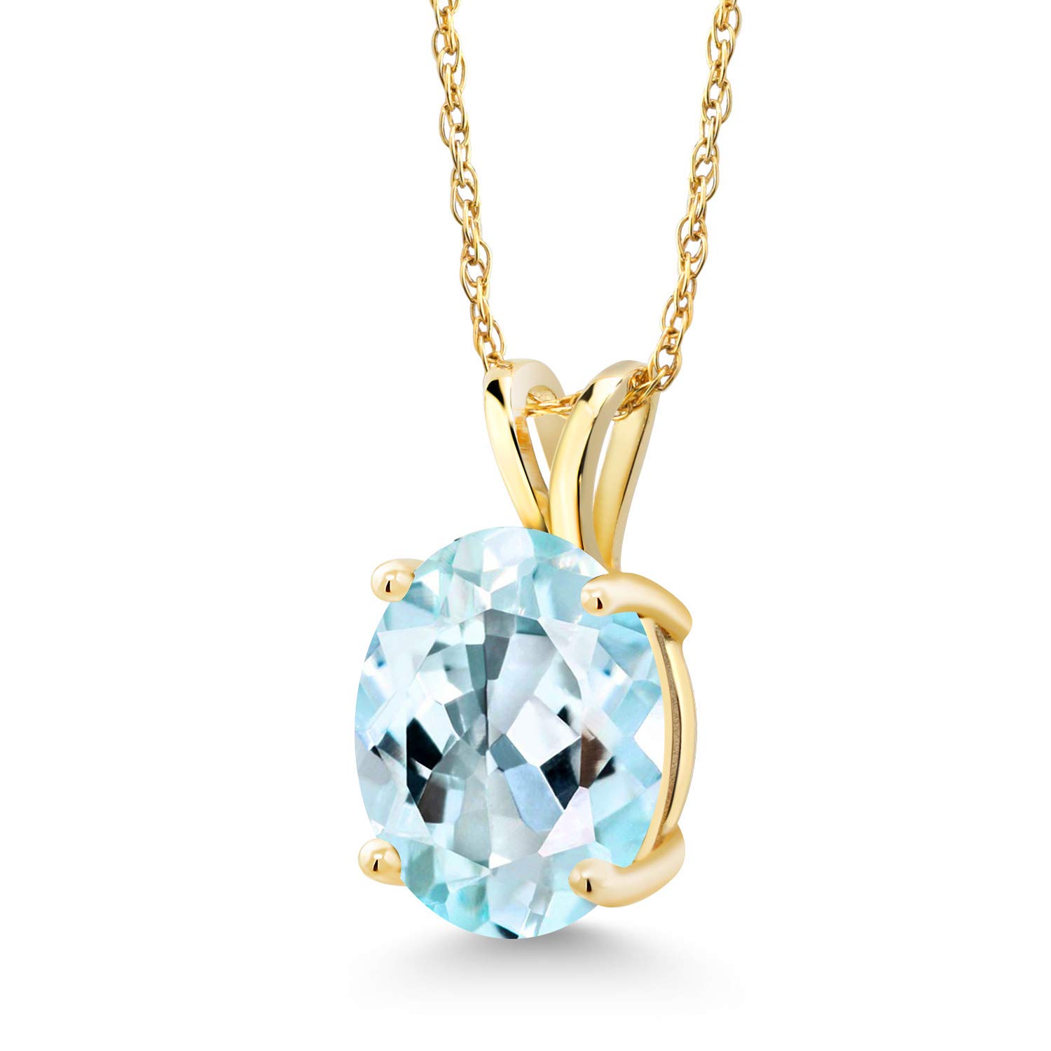 14K Yellow Gold 10X8MM Oval Birthstone Pendant Necklace for Women - Genuine Gemstone Jewelry with 18 Inch Chain | Elegant Gift for Mom, Wife & Her | Perfect for Birthdays, Anniversaries & Special Occasions