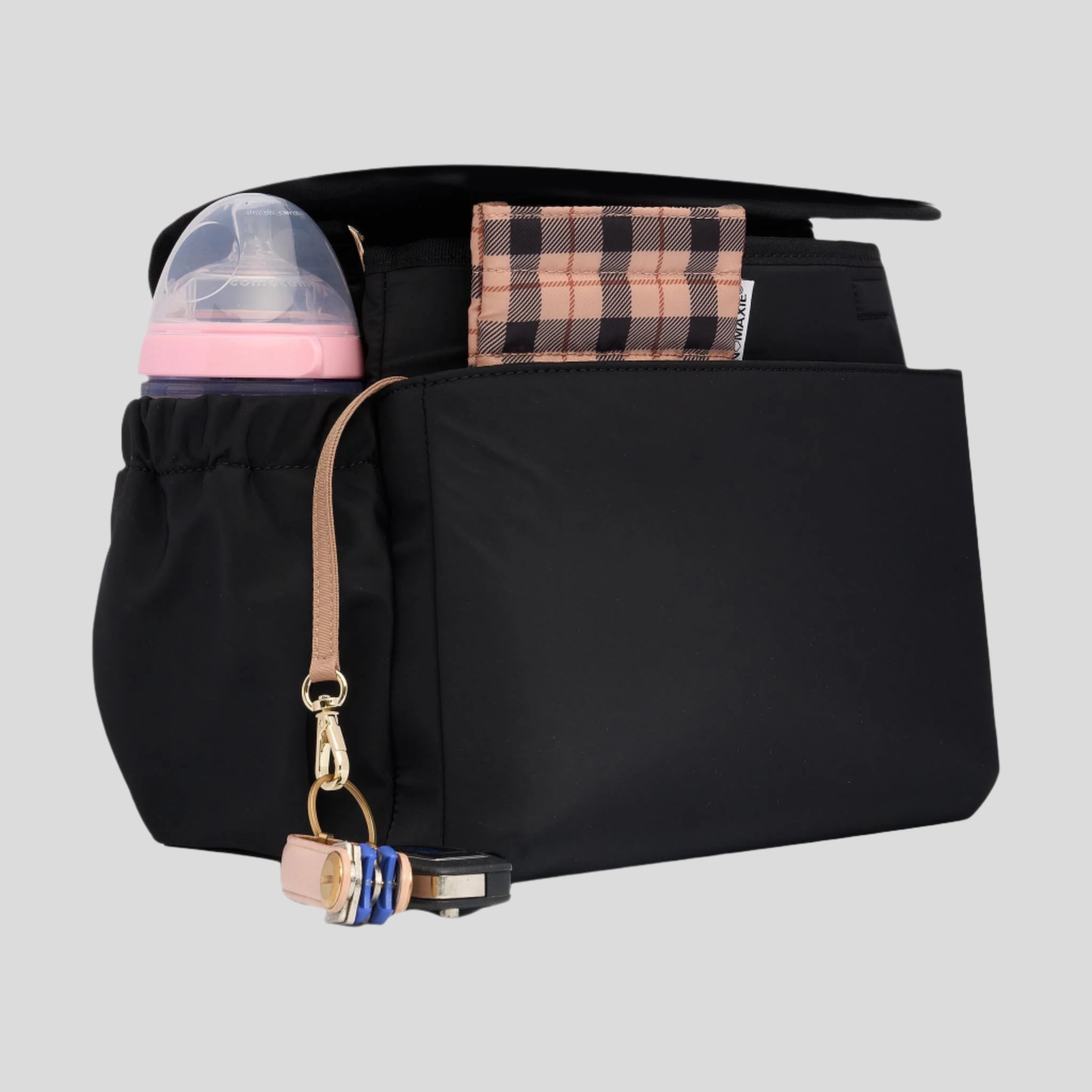 Premium Carryall Pram Caddy Organizer - Tan Diaper Bag for Strollers | Perfect for Baby Essentials, Toys & Snacks on the Go