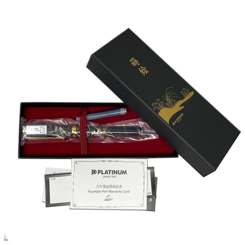 Premium Platinum Fountain Pen with Classic Maki-e Design - Luxury Writing Instrument for Calligraphy, Business Signatures & Gift Giving