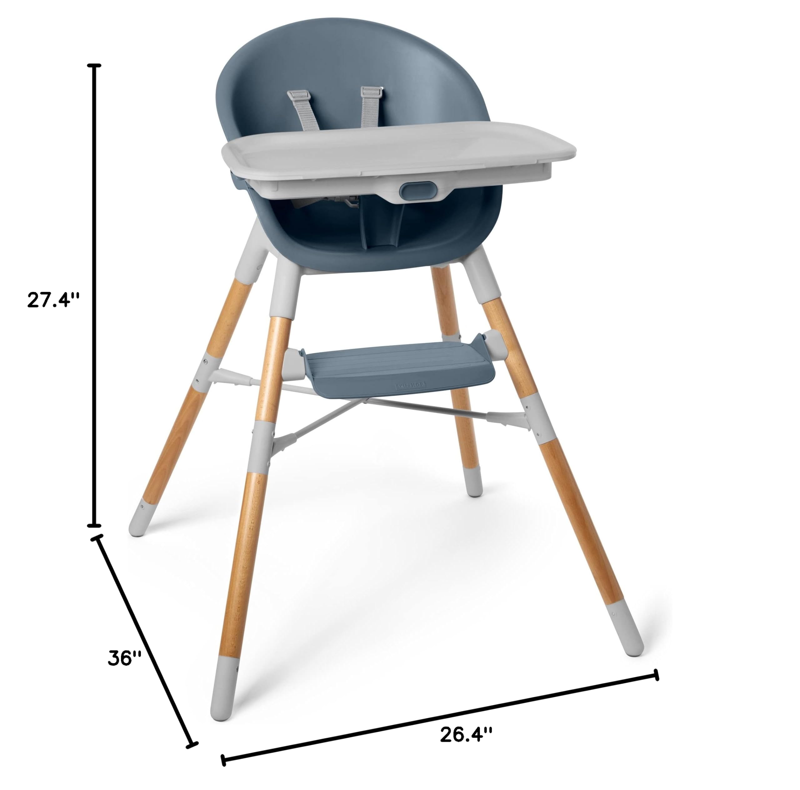 Skip Hop EON 4-in-1 Convertible Baby High Chair - Slate Blue | Adjustable Height, Easy Clean, Space-Saving Design for Small Kitchens & Dining Rooms | Perfect for Infants to Toddlers (6-36 Months)