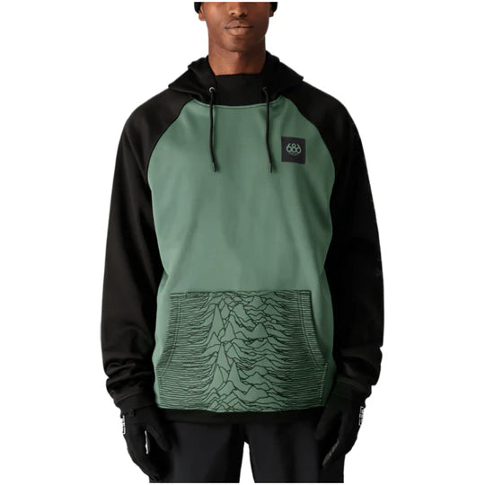 686 Bonded Fleece Hoodie for Men & Women | 2025 Winter Warm Cypress Green Colorblock Pullover | Outdoor Activities, Casual Wear & Street Style Fashion