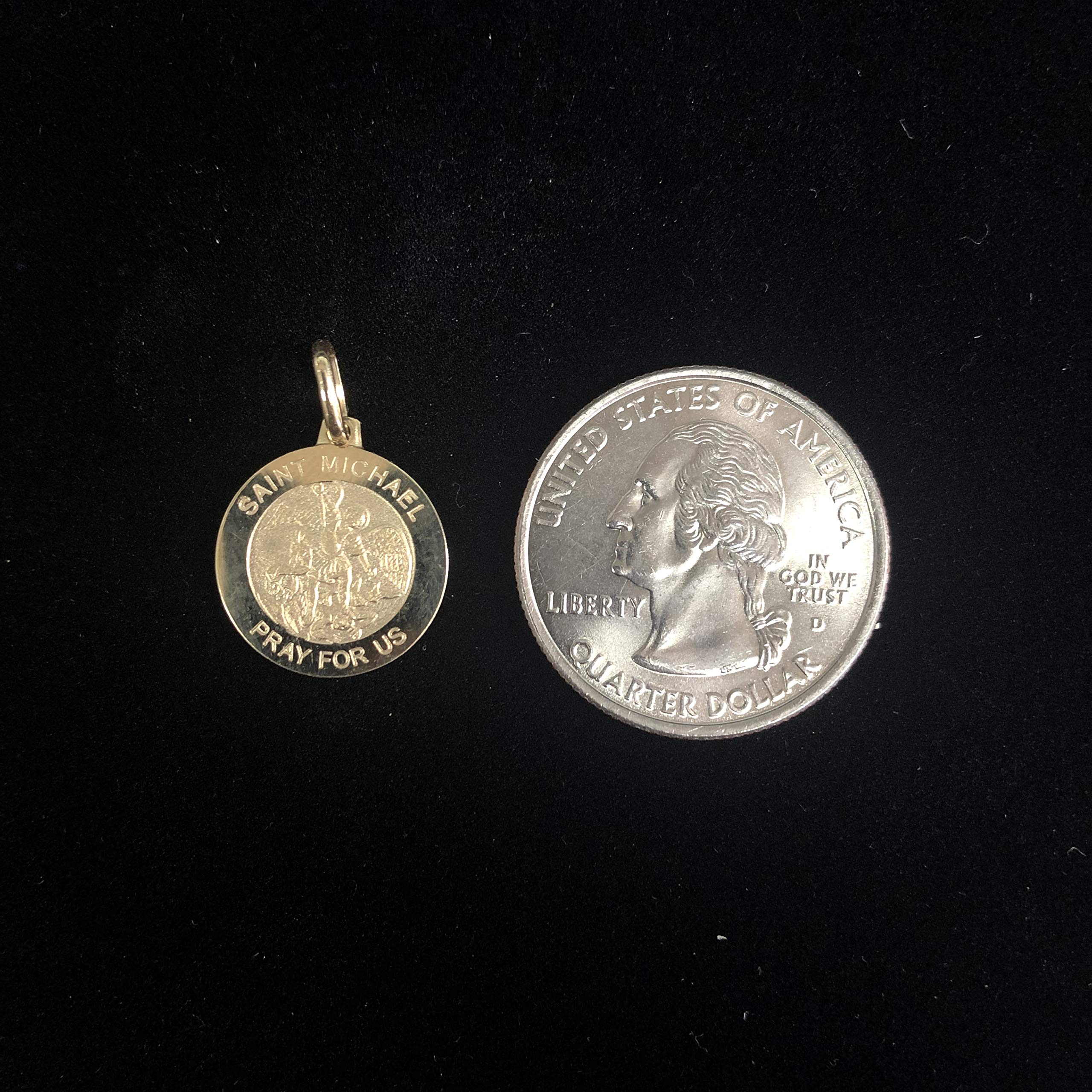 14K Yellow Gold or White Gold St. Michael Pray For Us Religious Charm Pendant Necklace - Perfect for Gifts, Baptism, First Communion & Spiritual Protection Jewelry