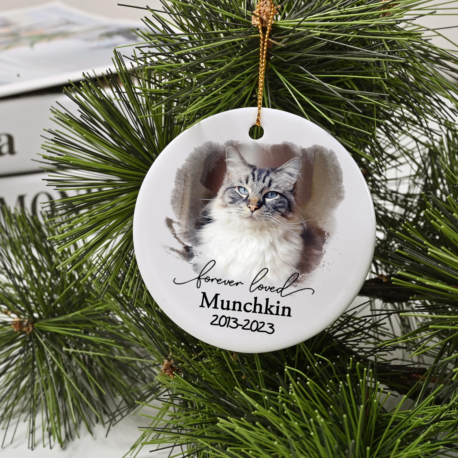 Ceramic Cat Memorial Christmas Ornament - Handcrafted Pet Loss Keepsake Gift for Cat Lovers | Perfect for Holiday Tree Decor & Sympathy Gift for Grieving Pet Owners
