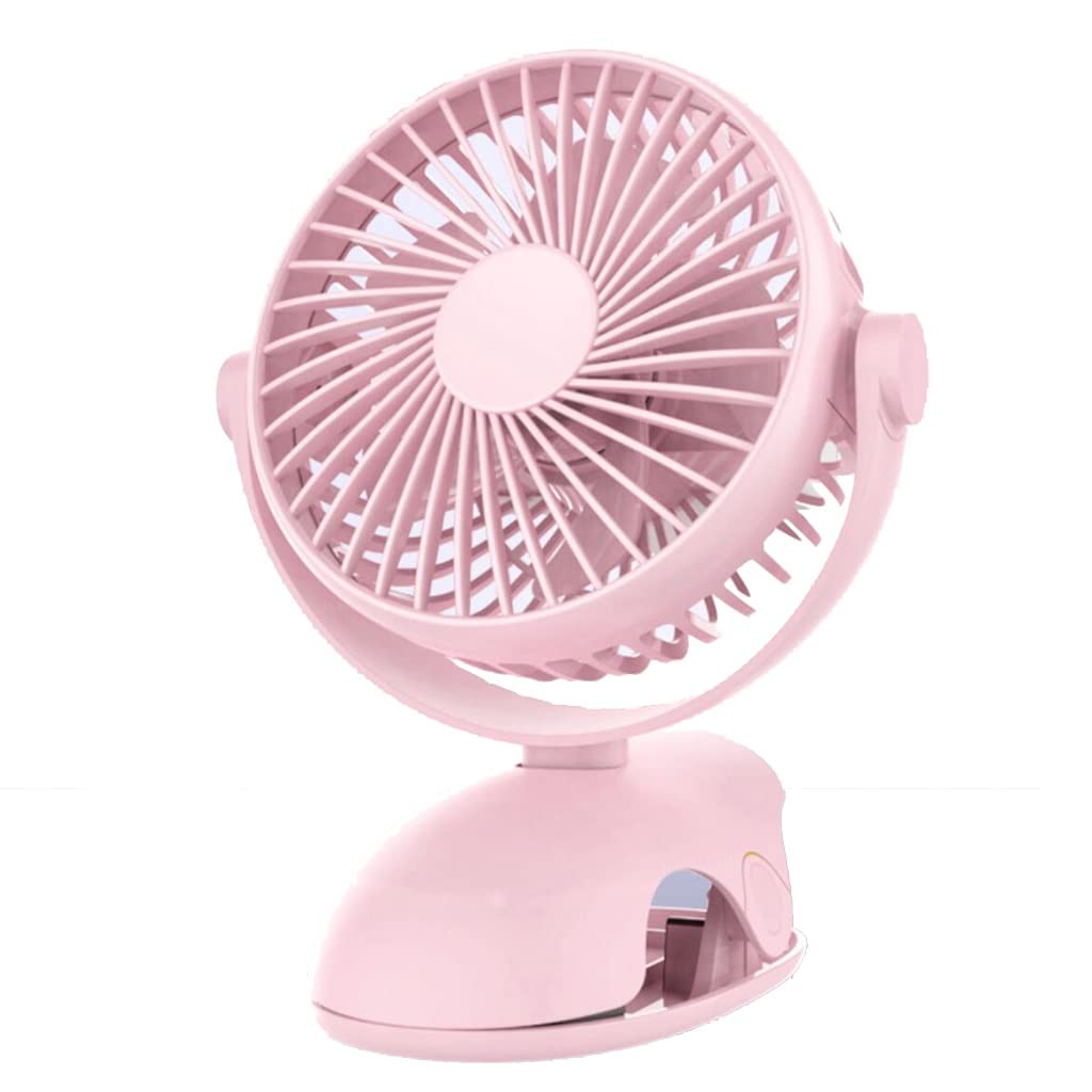 Rechargeable USB Desk Fan with Adjustable Speed - Portable Clip-on Silent Fan for Home Office, Bedroom, Car, Camping & Gym - Pink Mini Desktop Fan (15x5.6x19cm) | Perfect for Work, Travel & Outdoor Activities