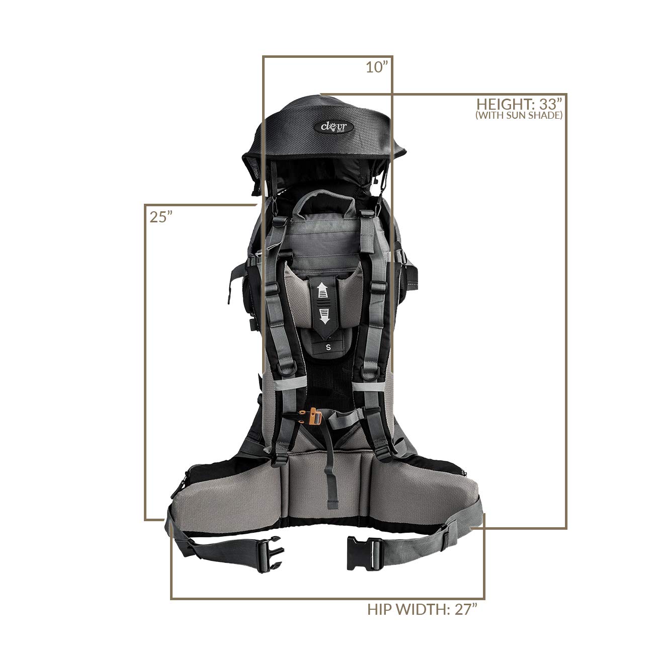 ClevrPlus Canyonero Baby Backpack Carrier for Hiking & Camping - Adjustable Toddler Child Carrier with Stand & Sun Shade Visor (Black) - Perfect for Outdoor Adventures, Family Trips & Hands-Free Parenting