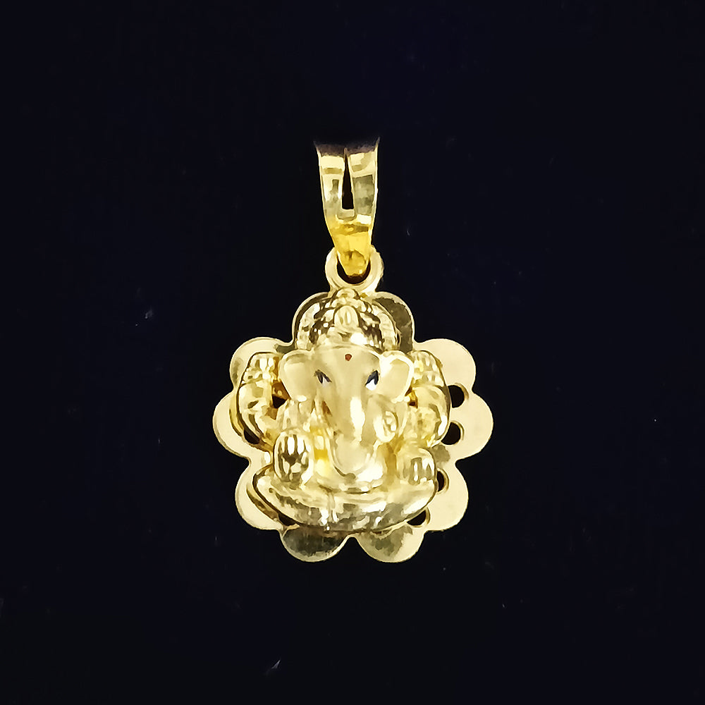 22KT Gold Unisex Lord Ganesha Pendant Necklace (D18) - Spiritual Jewelry for Meditation, Yoga & Indian Festivals