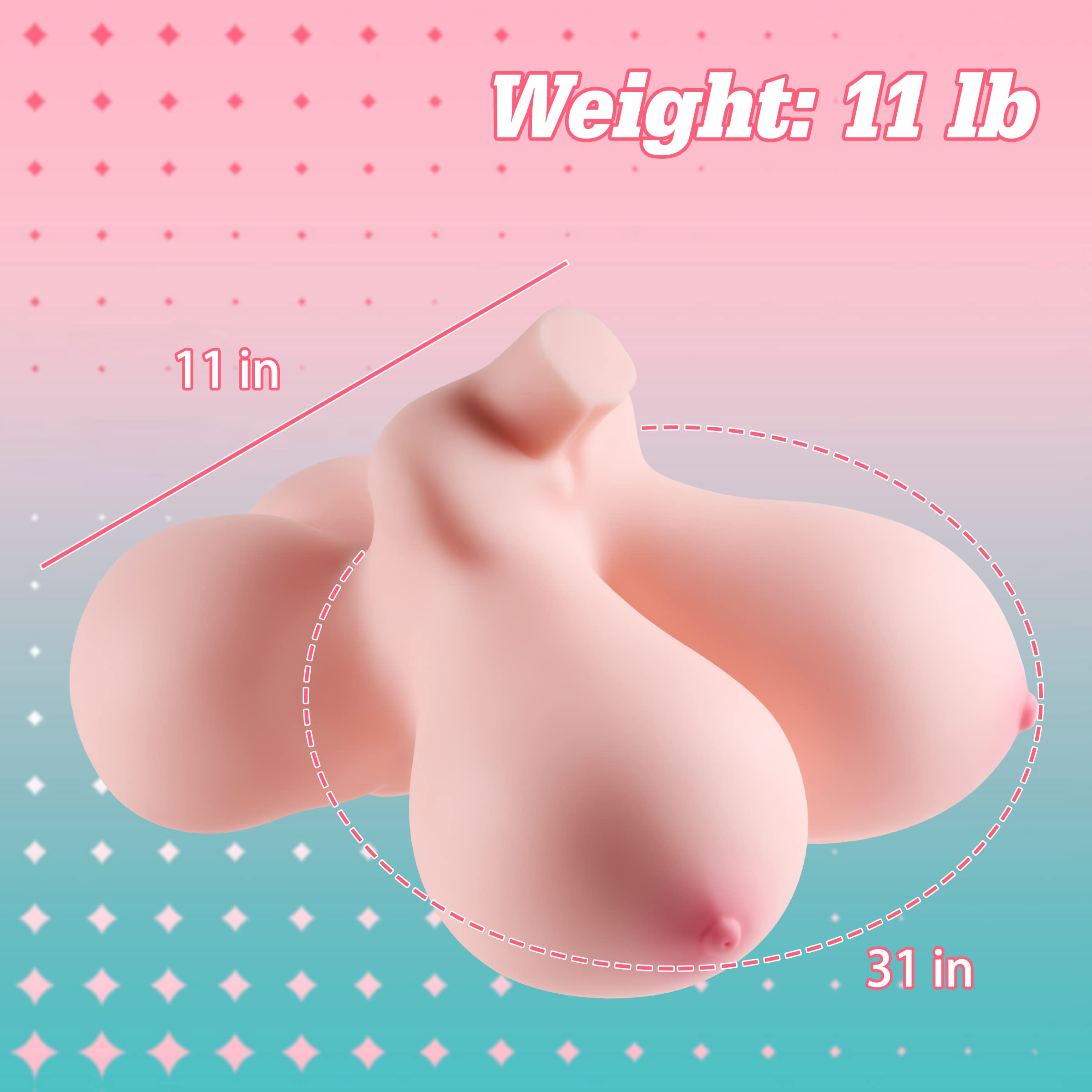 Realistic 11lb Male Masturbator Sex Doll - 3 in 1 Lifelike Torso with Pussy, Ass & Big Boobs | Adult Sex Toy for Men | Perfect for Discreet Solo Play & Enhanced Pleasure