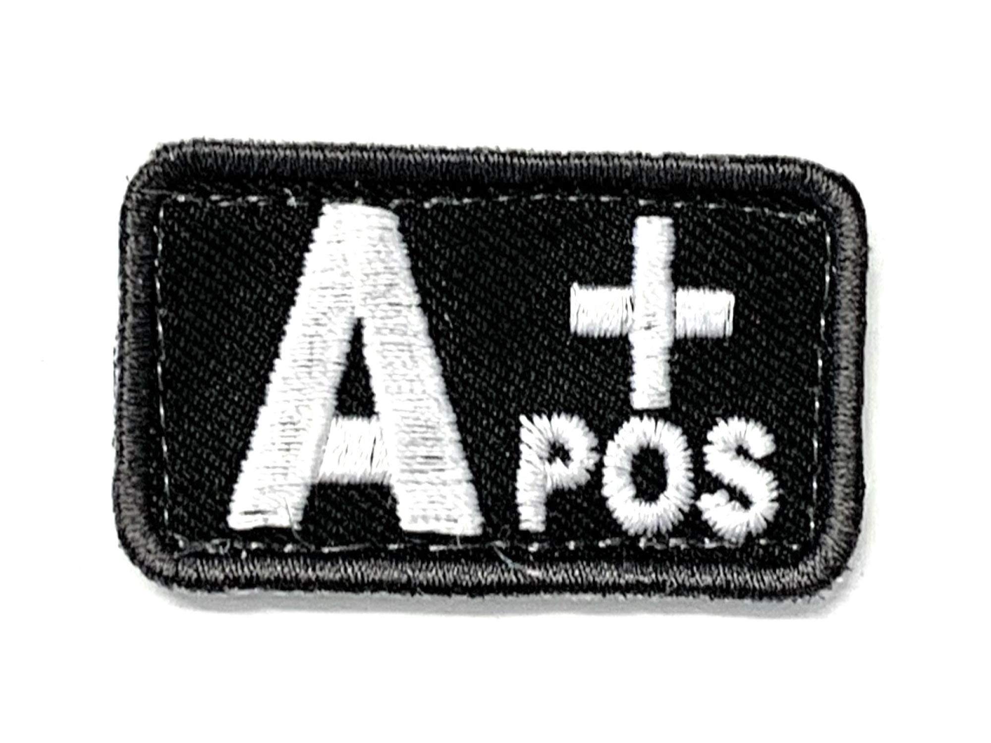 Military Grade Blood Type Patches - A+ (Black) | Tactical First Aid & Emergency Preparedness for Outdoor, Survival & Combat Scenarios