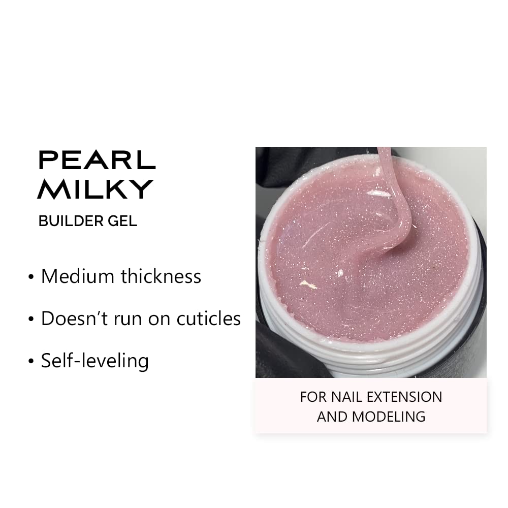 Sincero Salon Pearl Milky Builder Gel for Nails - 15ml Hard Gel for Nail Extensions & Strengthening - LED/UV Cured Nail Builder Gel for Weak & Damaged Nails - Professional Nail Repair & Hardener Gel - Perfect for Salon Use, DIY Manicures & Nail Art Designs