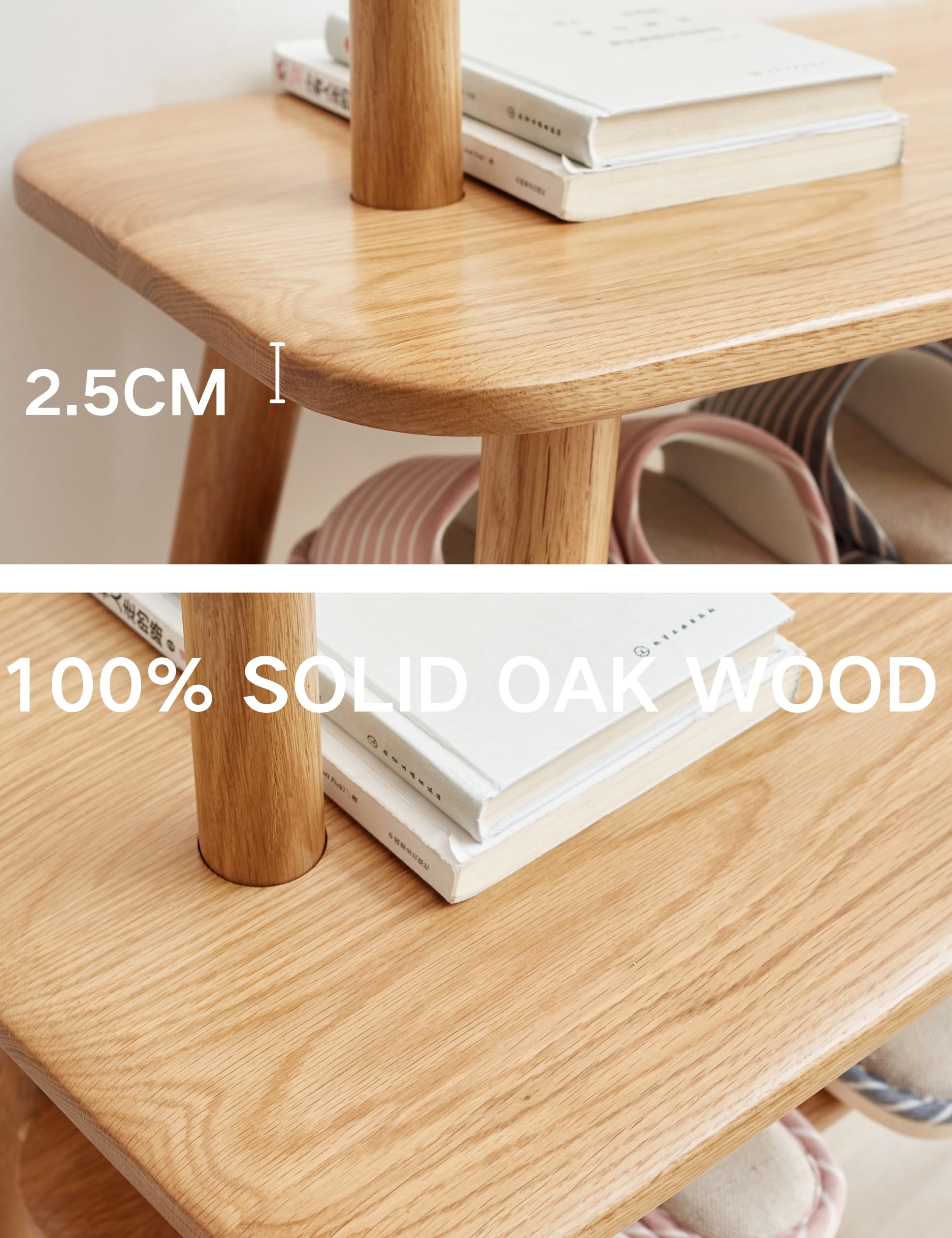 Solid Oak Coat Rack Shoe Bench with Storage - 31.5
