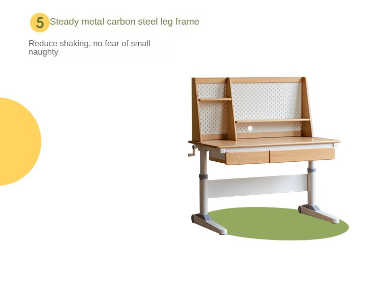 Solid Beech Wood Adjustable Lift Study Desk - Perfect for Home Office, Reading & Writing Workspace