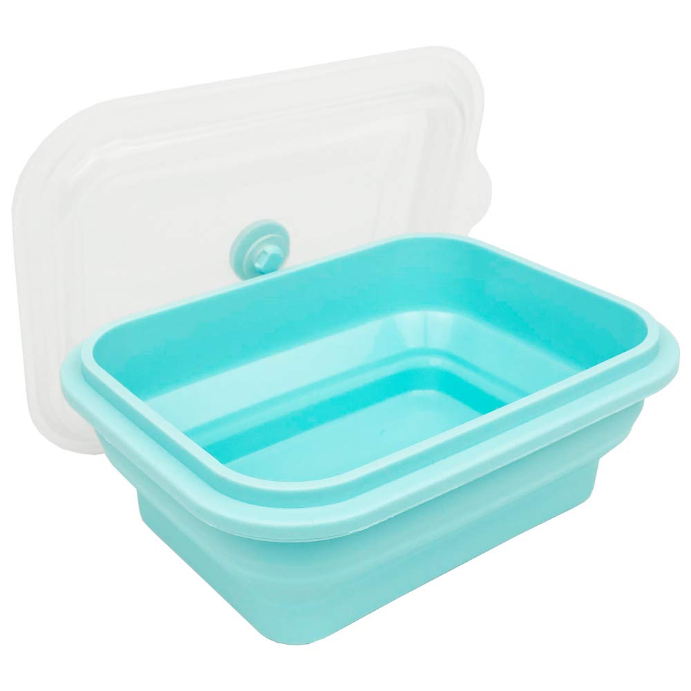CARTINTS 100% Silicone Collapsible Food Storage Containers with Lids - Microwave & Oven Safe (800ml, Blue, 1 Pack) - Perfect for Meal Prep, Travel, Camping, Baking & Kitchen Organization
