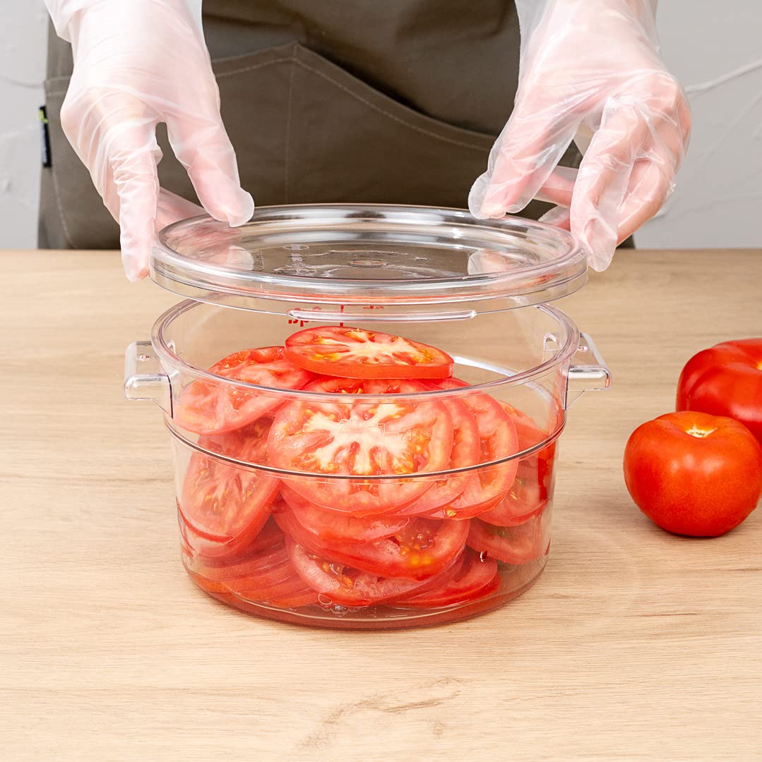 Met Lux 10-Pack Round Food Storage Container Lids - Clear Plastic, Dishwasher & Freezer Safe - Replacement Lids for Marinating Containers with Date Indicator (Containers Sold Separately) - Perfect for Meal Prep, Leftovers & Commercial Kitchen Use