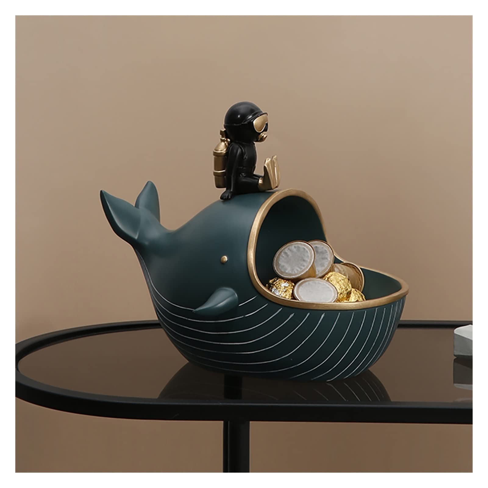 LEIYAN Resin Whale Key Holder Bowl - Creative Animal Jewelry Storage Organizer, Desktop Candy Dish & Home Decor Accessory - Perfect for Keys, Rings, and Small Trinkets (Green) - Ideal for Entryway, Bedroom, or Office Organization