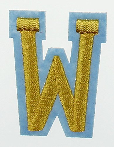 RECHERE Embroidered Iron On Patch - Uppercase Alphabet Letters in Yellow (White Backing) for DIY Clothing, Bags & Accessories