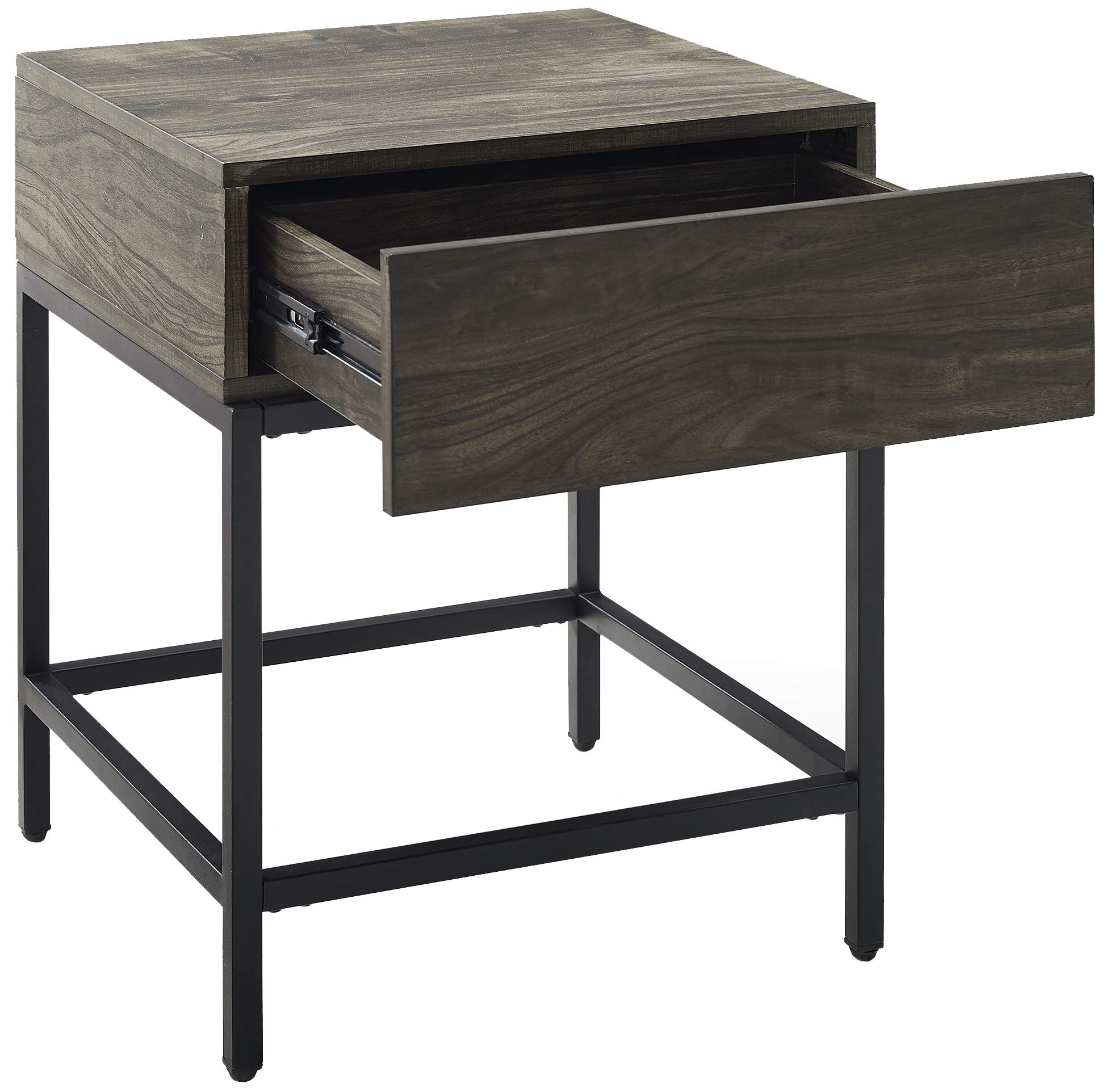 Crosley Jacobsen Small Side End Table with Storage Drawer - Brown Ash Finish - Compact Living Room Furniture with Hidden Storage for Books, Remotes & Decor