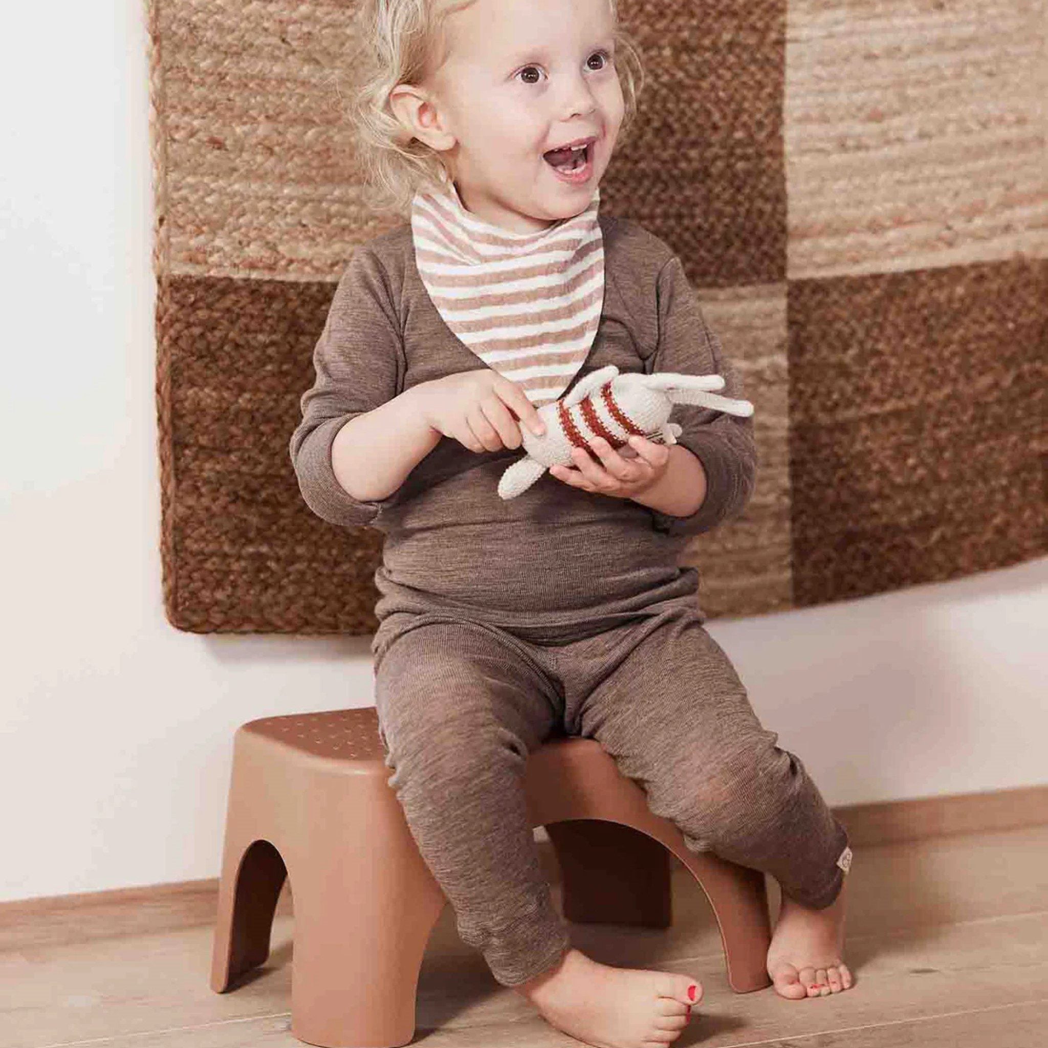 OYOY Rabbit Step Stool for Kids - Caramel Wooden Toddler Stool with Non-Slip Base | Perfect for Bathroom, Bedroom & Playroom Step-Up Helper