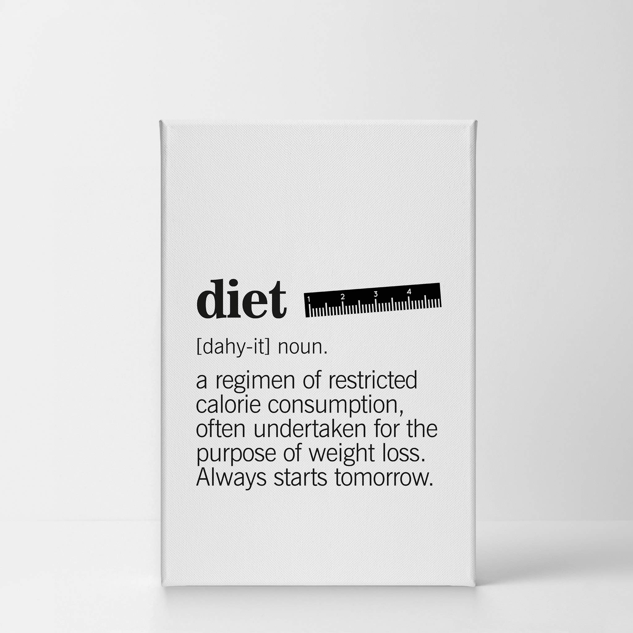 Funny Diet Definition Canvas Wall Art Print - Smile Art Design Kitchen Decor for Restaurants, Cafes & Farmhouse Dining Rooms - Modern Housewarming Gift (36x24 Inch) - Perfect for Home, Office & Gifting